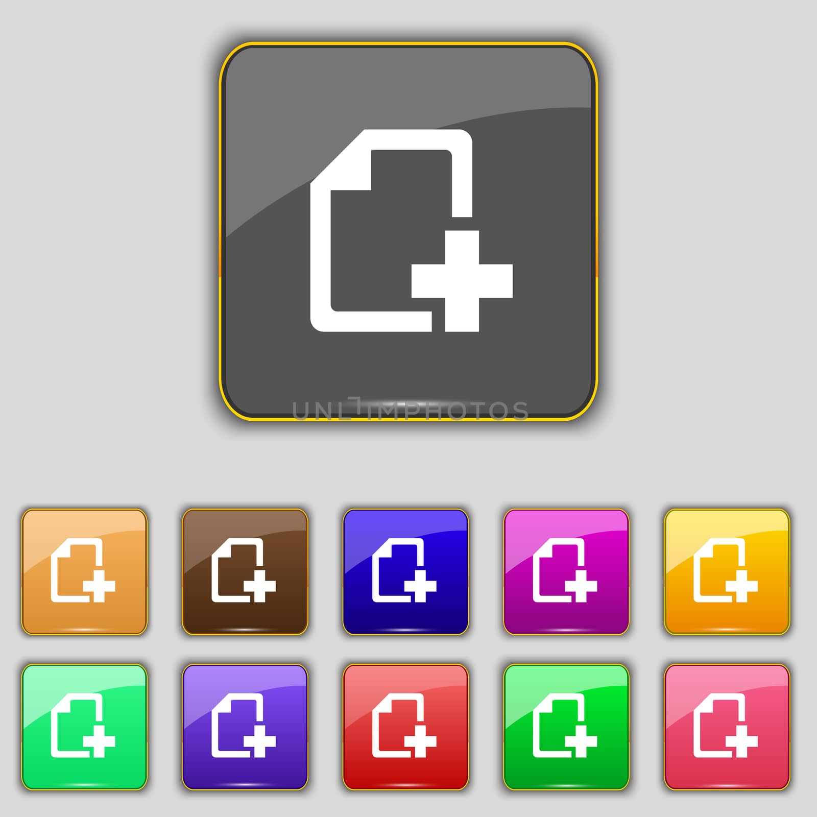 Add File document icon sign. Set with eleven colored buttons for your site.  by serhii_lohvyniuk