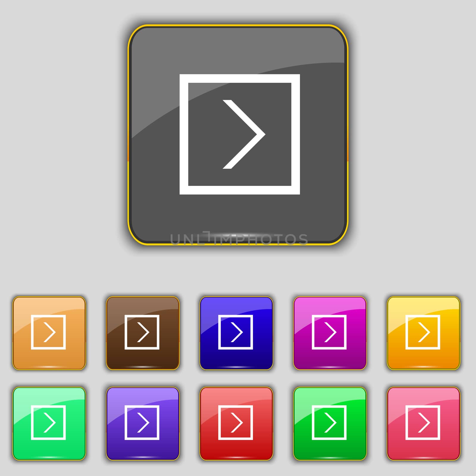 Arrow right, Next icon sign. Set with eleven colored buttons for your site.  by serhii_lohvyniuk