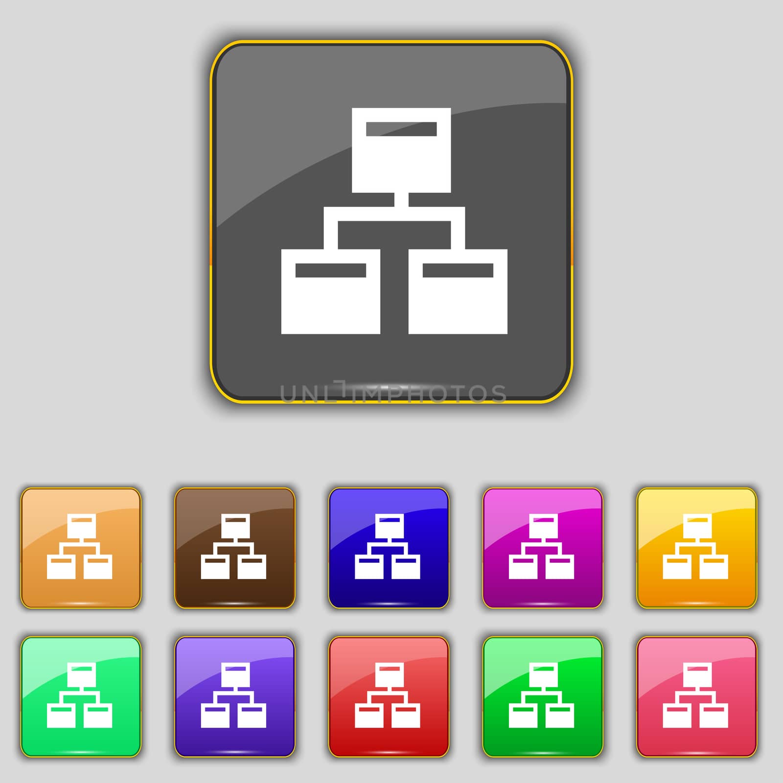 Local Network icon sign. Set with eleven colored buttons for your site. illustration