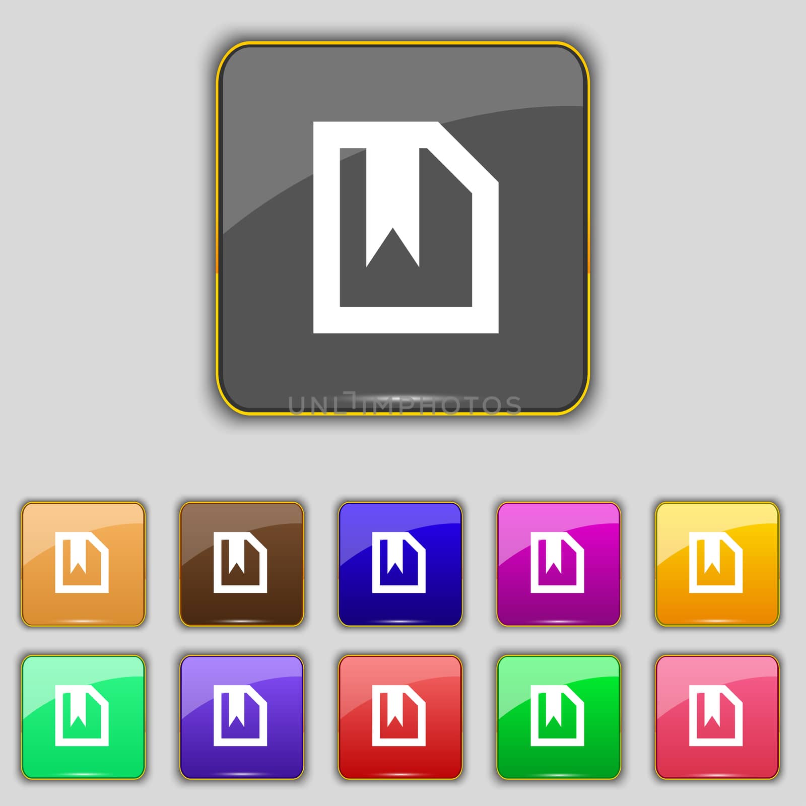 bookmark icon sign. Set with eleven colored buttons for your site. illustration