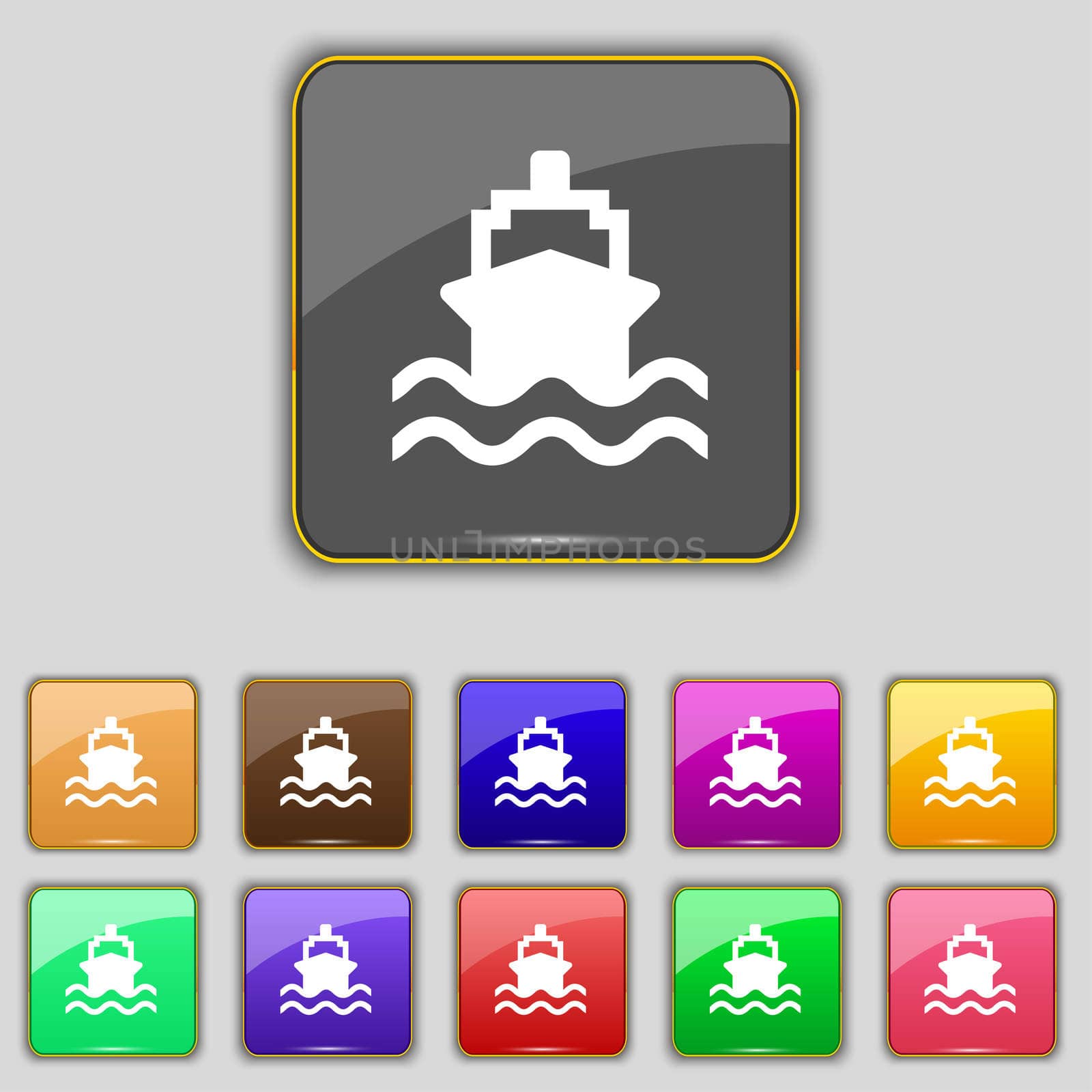 ship icon sign. Set with eleven colored buttons for your site.  by serhii_lohvyniuk