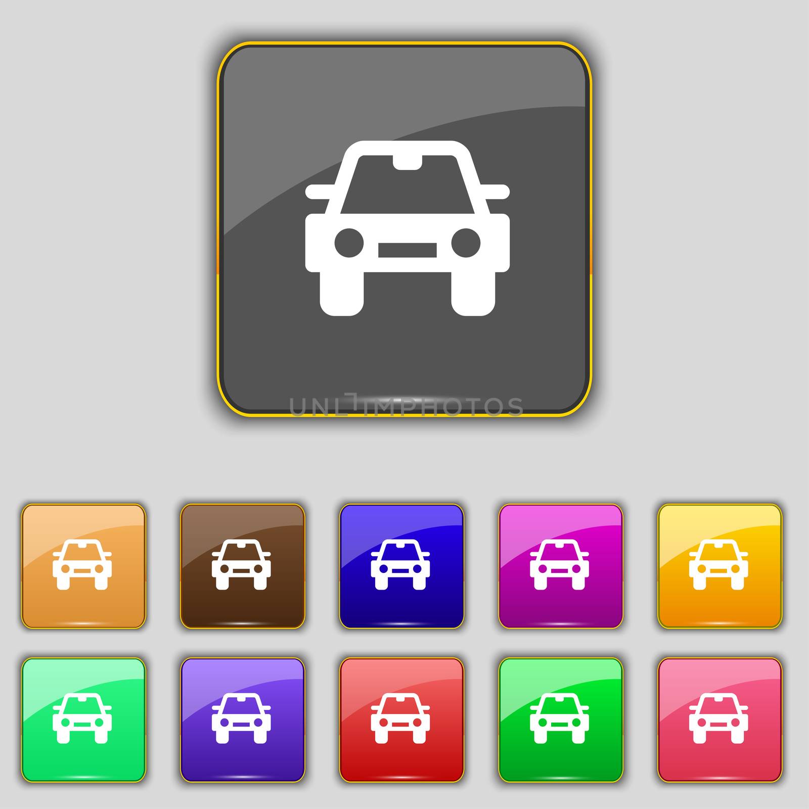 Auto icon sign. Set with eleven colored buttons for your site. illustration