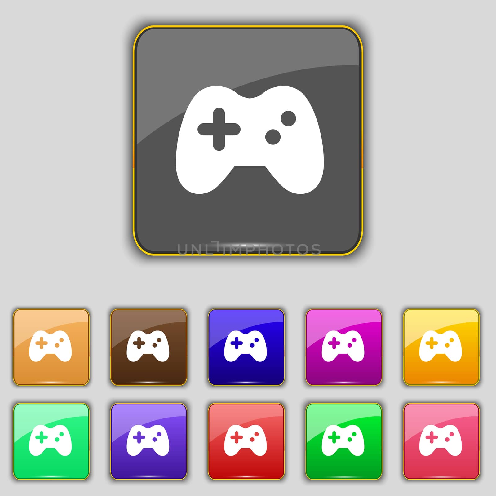 Joystick icon sign. Set with eleven colored buttons for your site.  by serhii_lohvyniuk