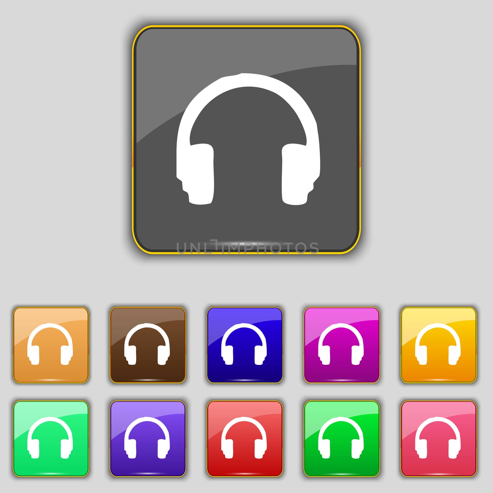 headsets icon sign. Set with eleven colored buttons for your site.  by serhii_lohvyniuk