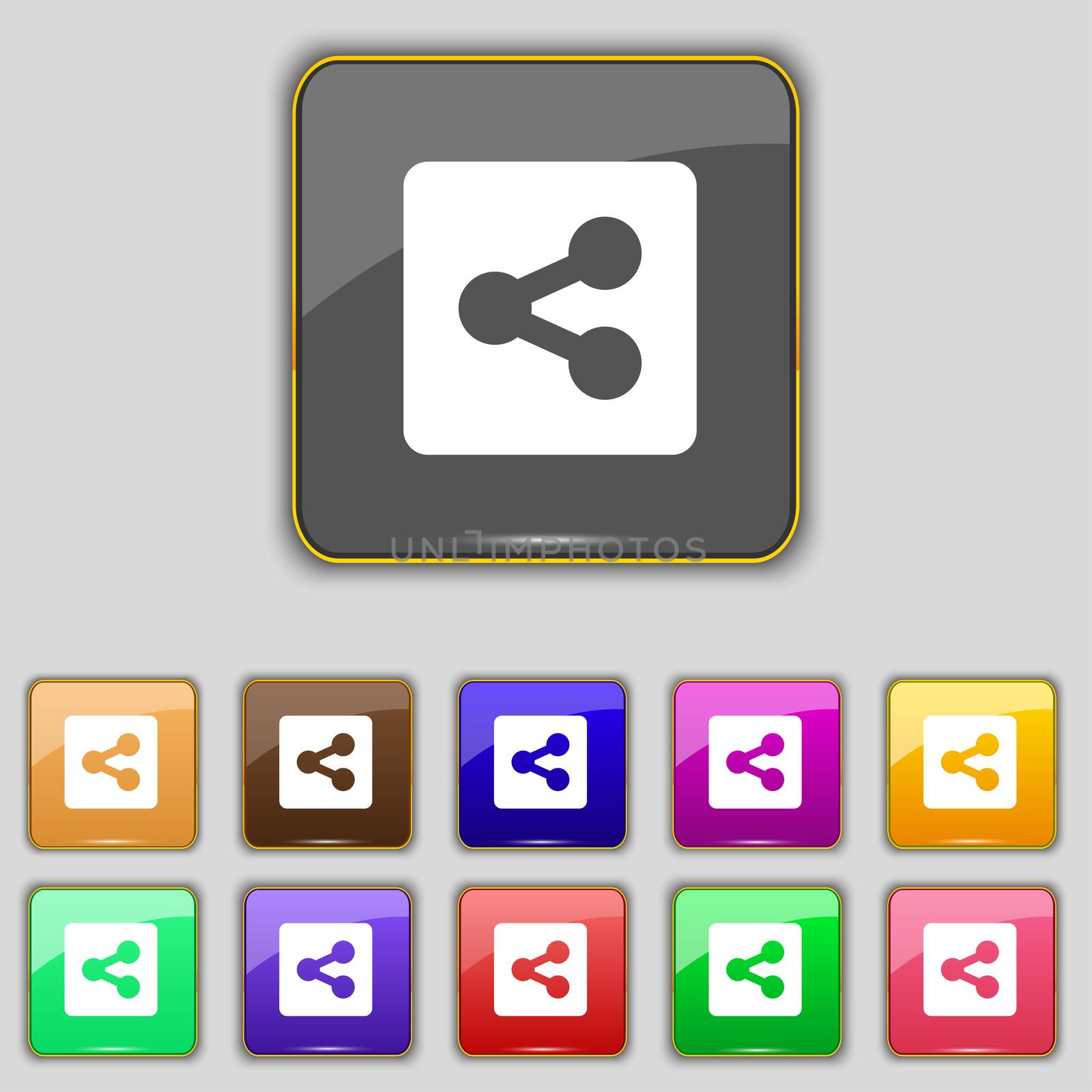 Share icon sign. Set with eleven colored buttons for your site.  by serhii_lohvyniuk