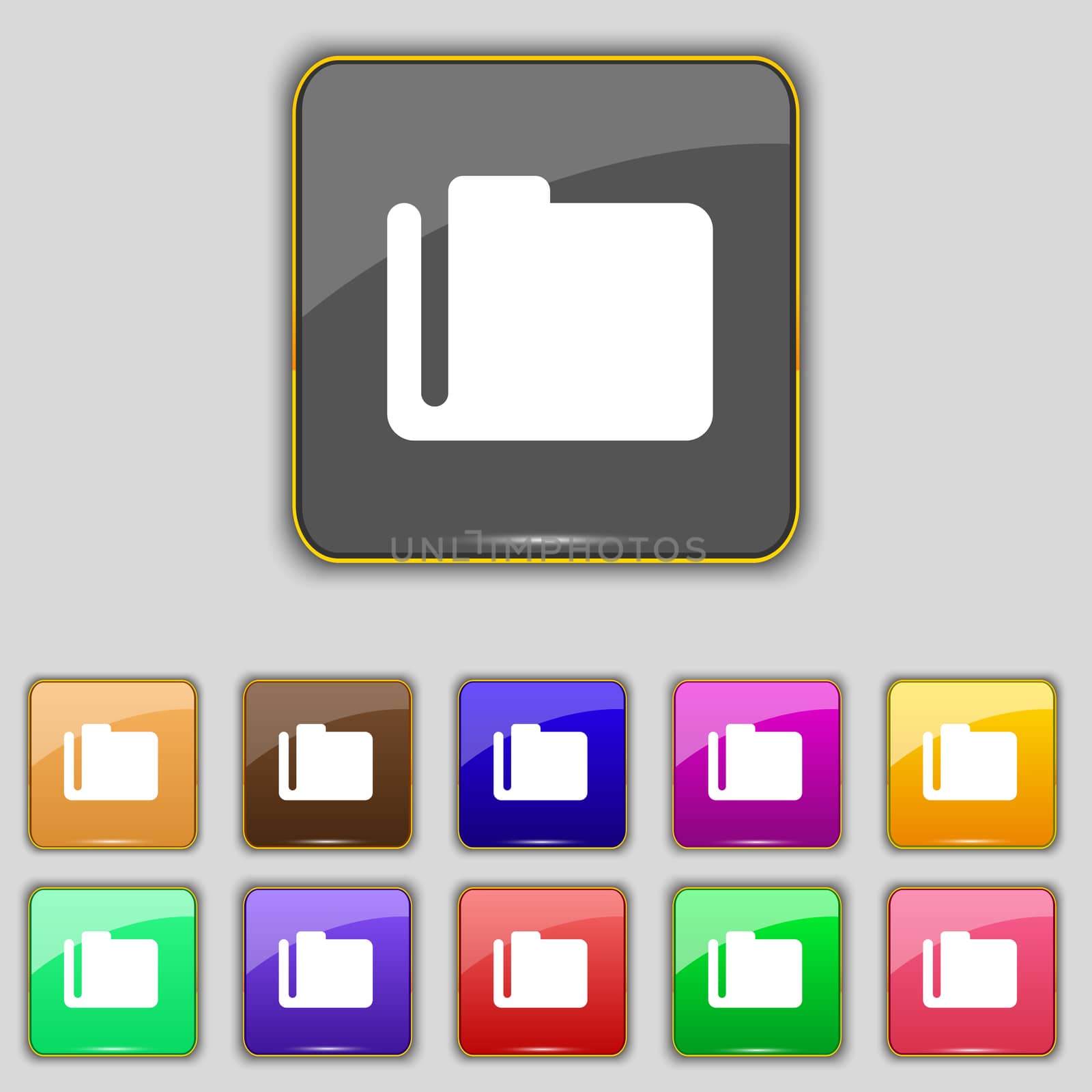 Document folder icon sign. Set with eleven colored buttons for your site. illustration