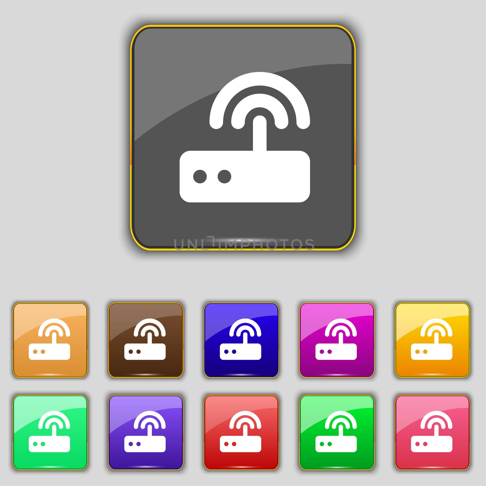 Wi fi router icon sign. Set with eleven colored buttons for your site.  by serhii_lohvyniuk
