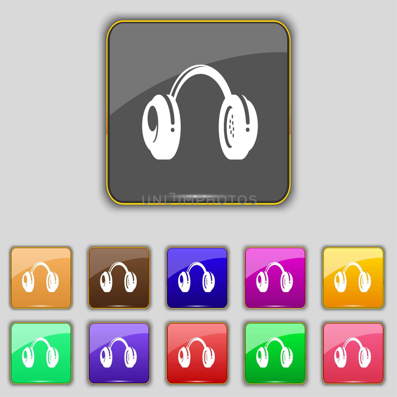 headsets icon sign. Set with eleven colored buttons for your site.  by serhii_lohvyniuk