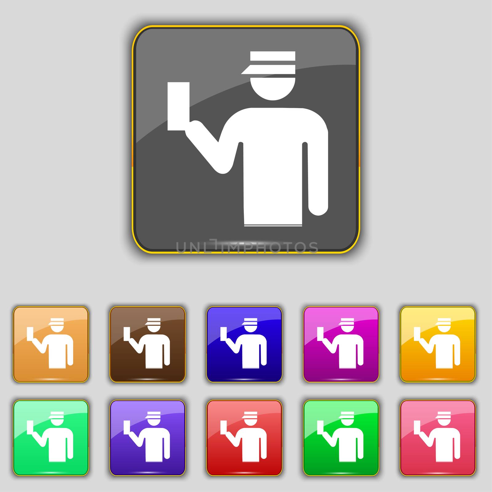 Inspector icon sign. Set with eleven colored buttons for your site.  by serhii_lohvyniuk