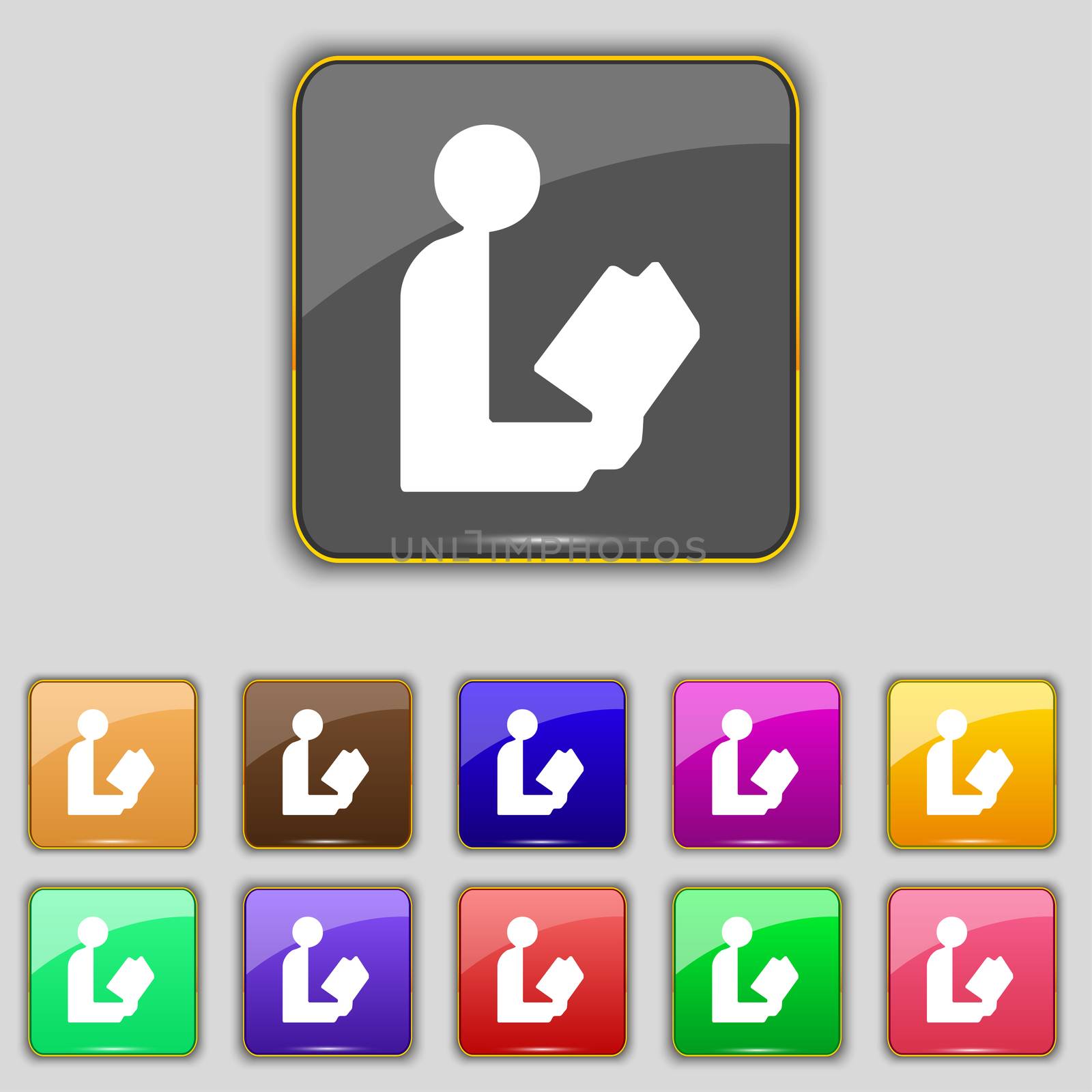 read a book icon sign. Set with eleven colored buttons for your site.  by serhii_lohvyniuk