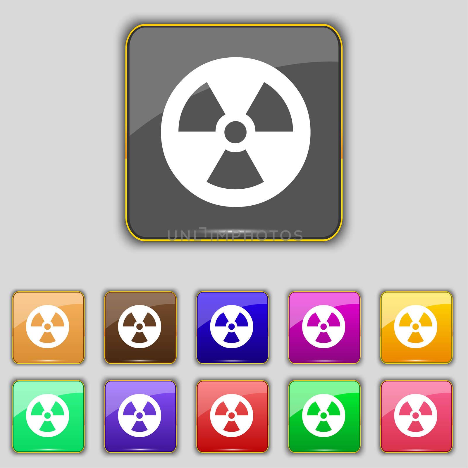 radiation icon sign. Set with eleven colored buttons for your site.  by serhii_lohvyniuk