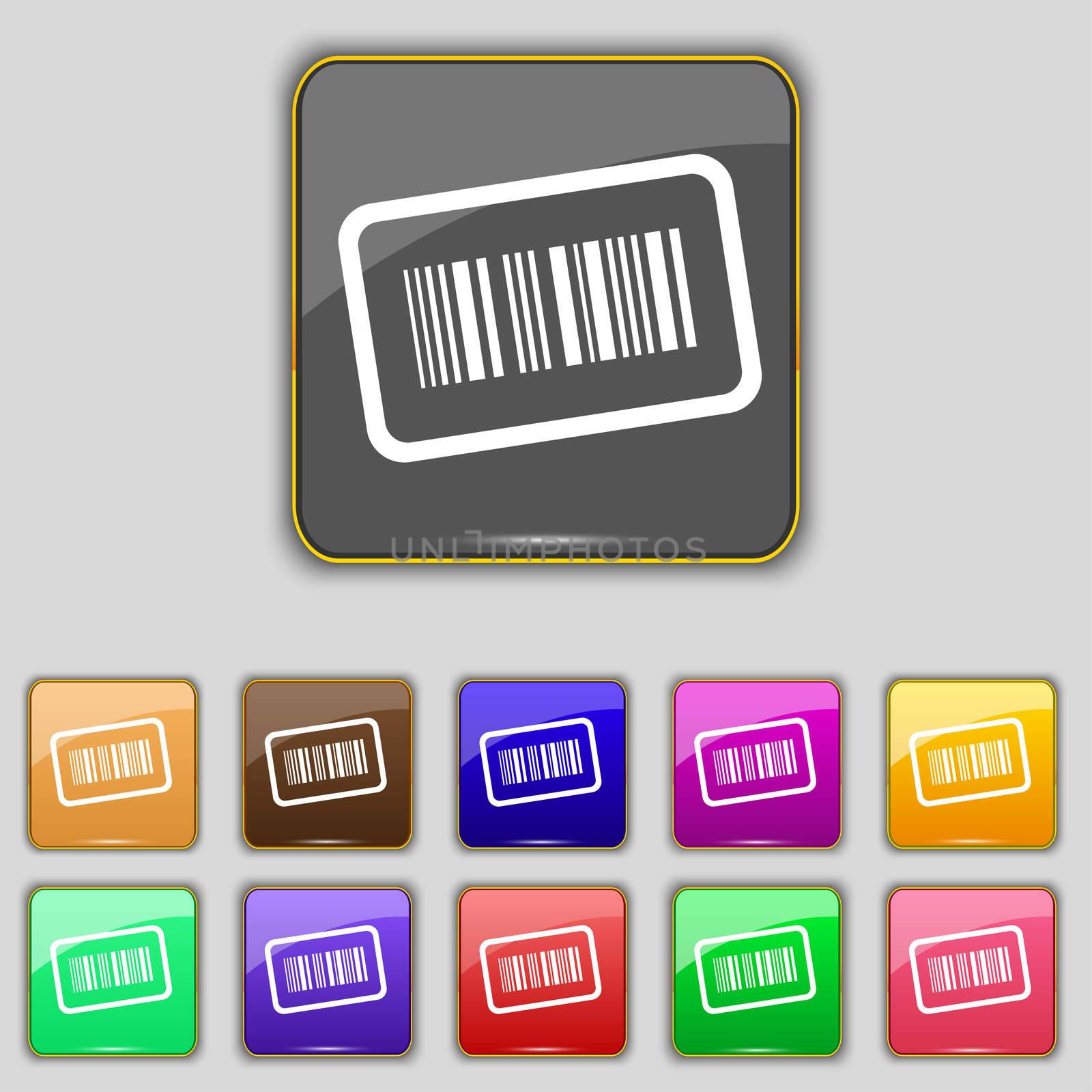 Barcode icon sign. Set with eleven colored buttons for your site.  by serhii_lohvyniuk