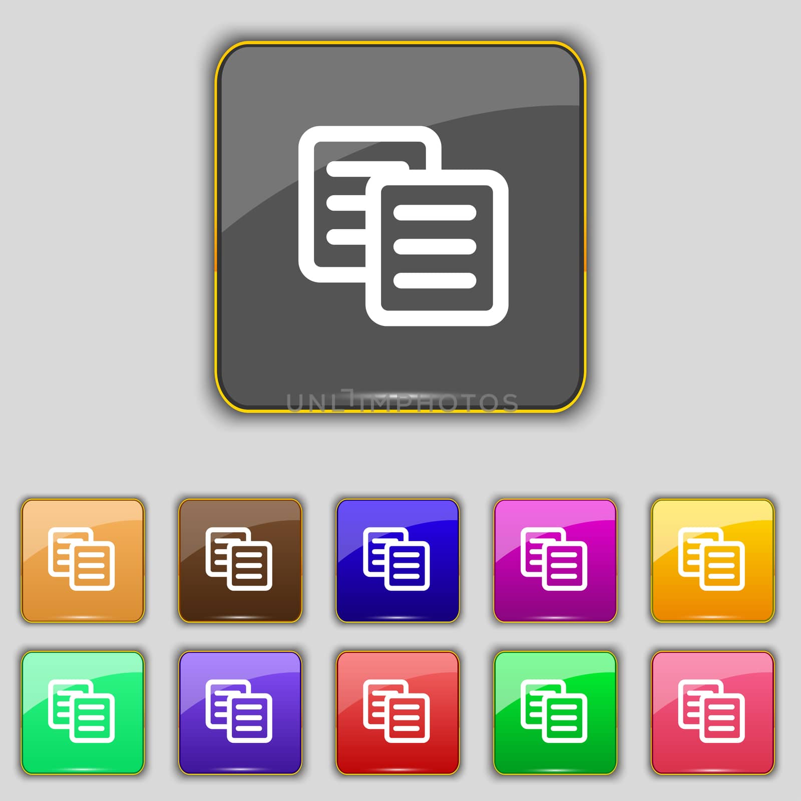 copy icon sign. Set with eleven colored buttons for your site.  by serhii_lohvyniuk