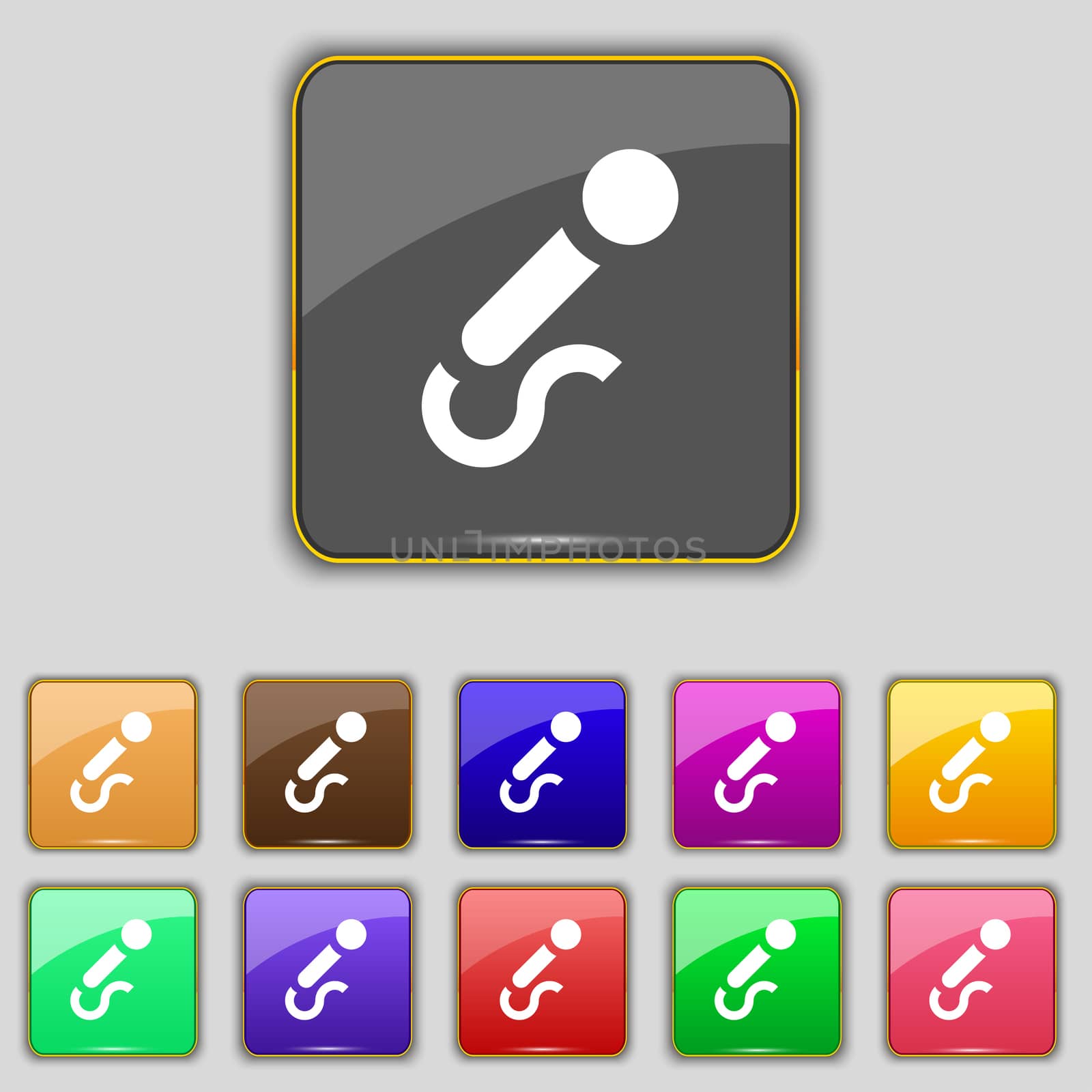 microphone icon sign. Set with eleven colored buttons for your site. illustration