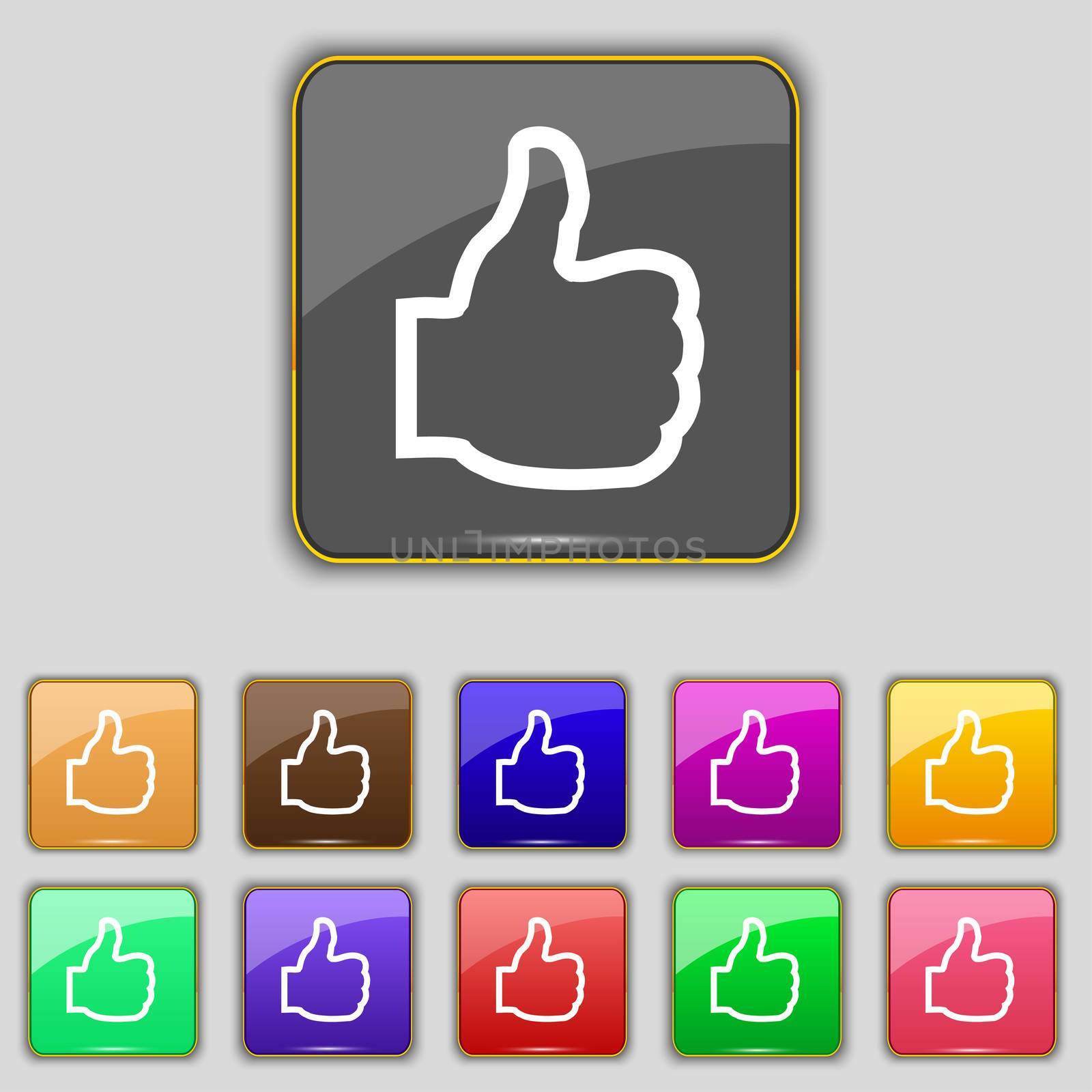 Like icon sign. Set with eleven colored buttons for your site.  by serhii_lohvyniuk