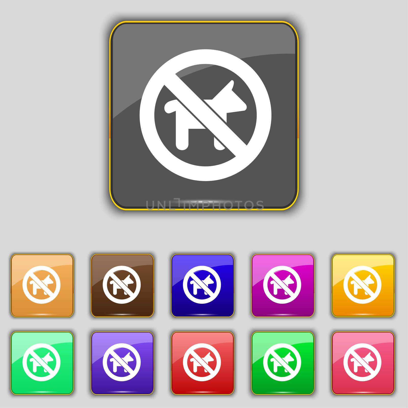 dog walking is prohibited icon sign. Set with eleven colored buttons for your site.  by serhii_lohvyniuk