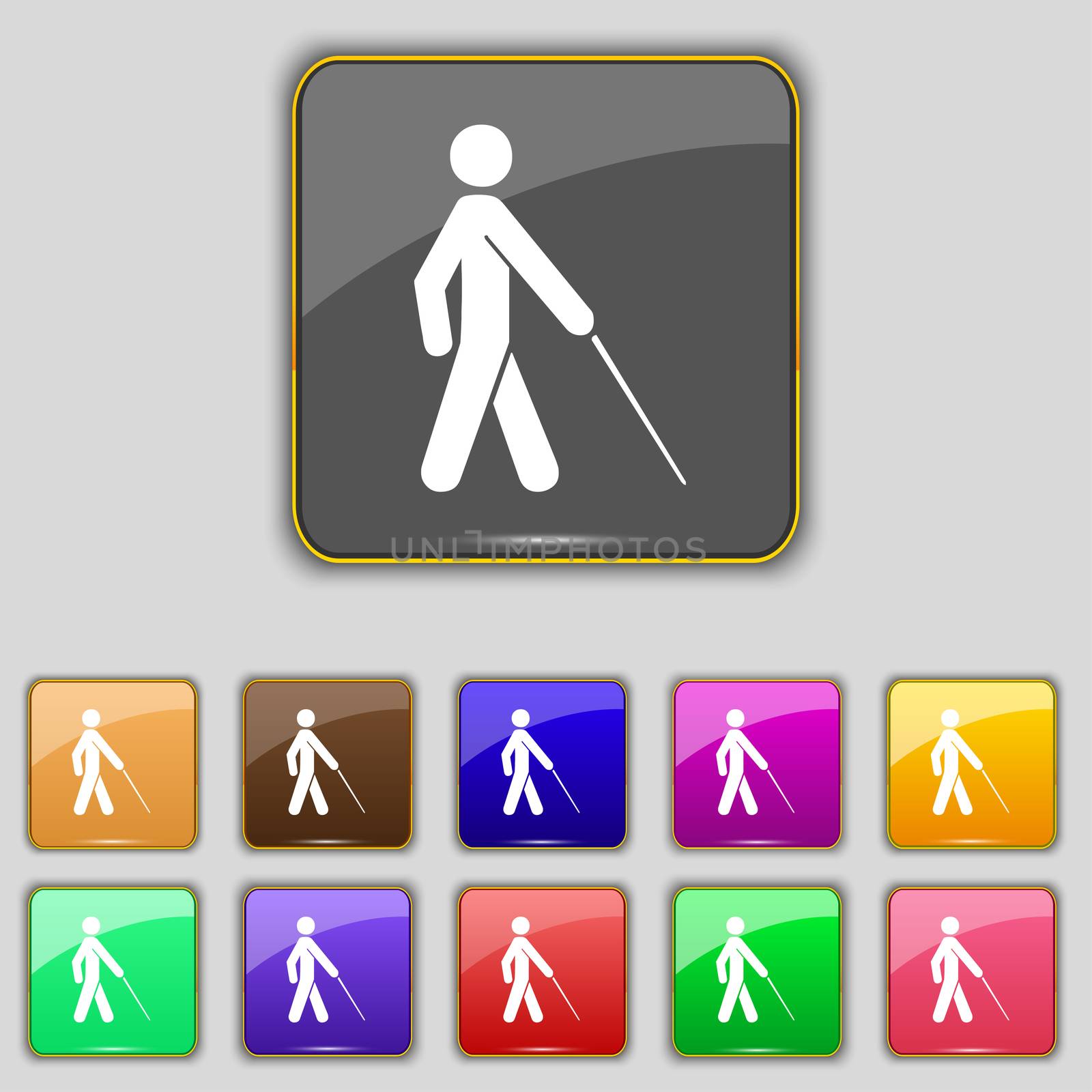 blind icon sign. Set with eleven colored buttons for your site. illustration