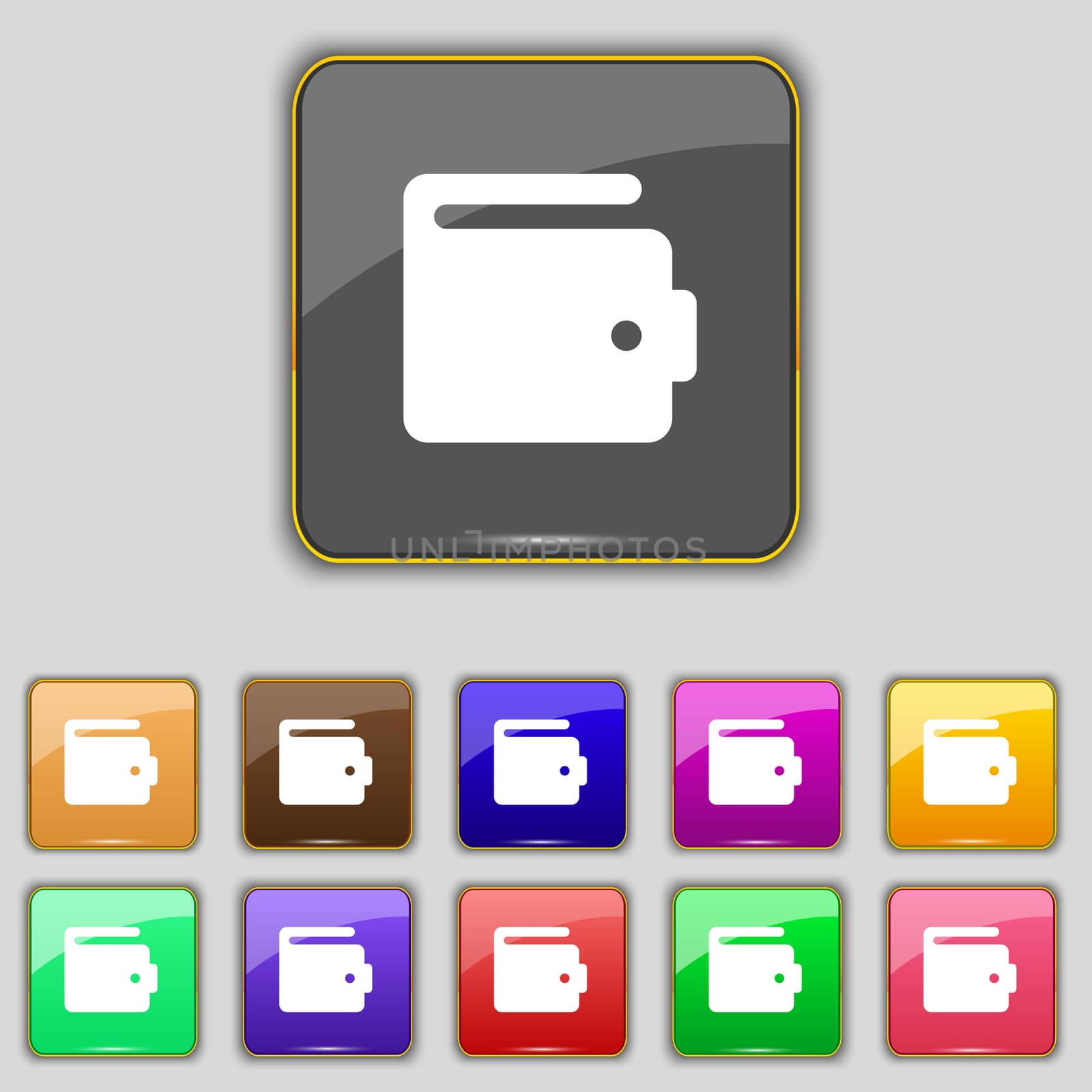 purse icon sign. Set with eleven colored buttons for your site. illustration