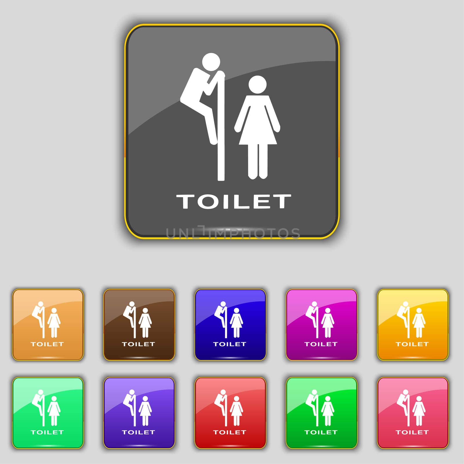 toilet icon sign. Set with eleven colored buttons for your site. illustration
