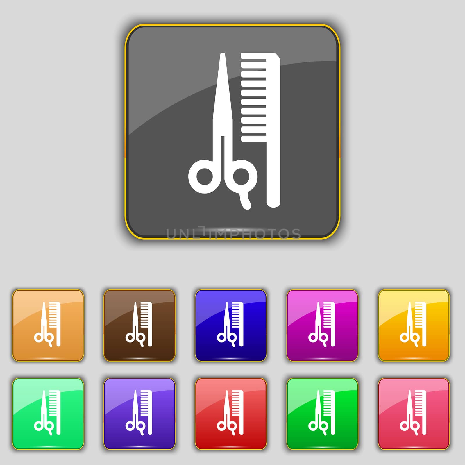 hair icon sign. Set with eleven colored buttons for your site. illustration