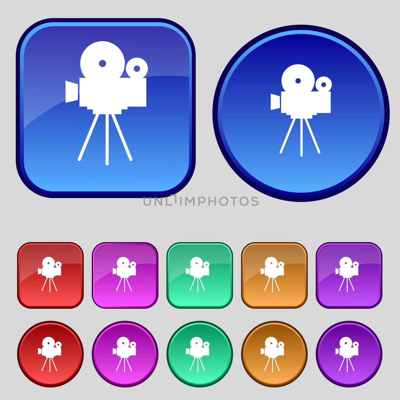 Video camera sign icon.content button. Set colourful buttons.  by serhii_lohvyniuk