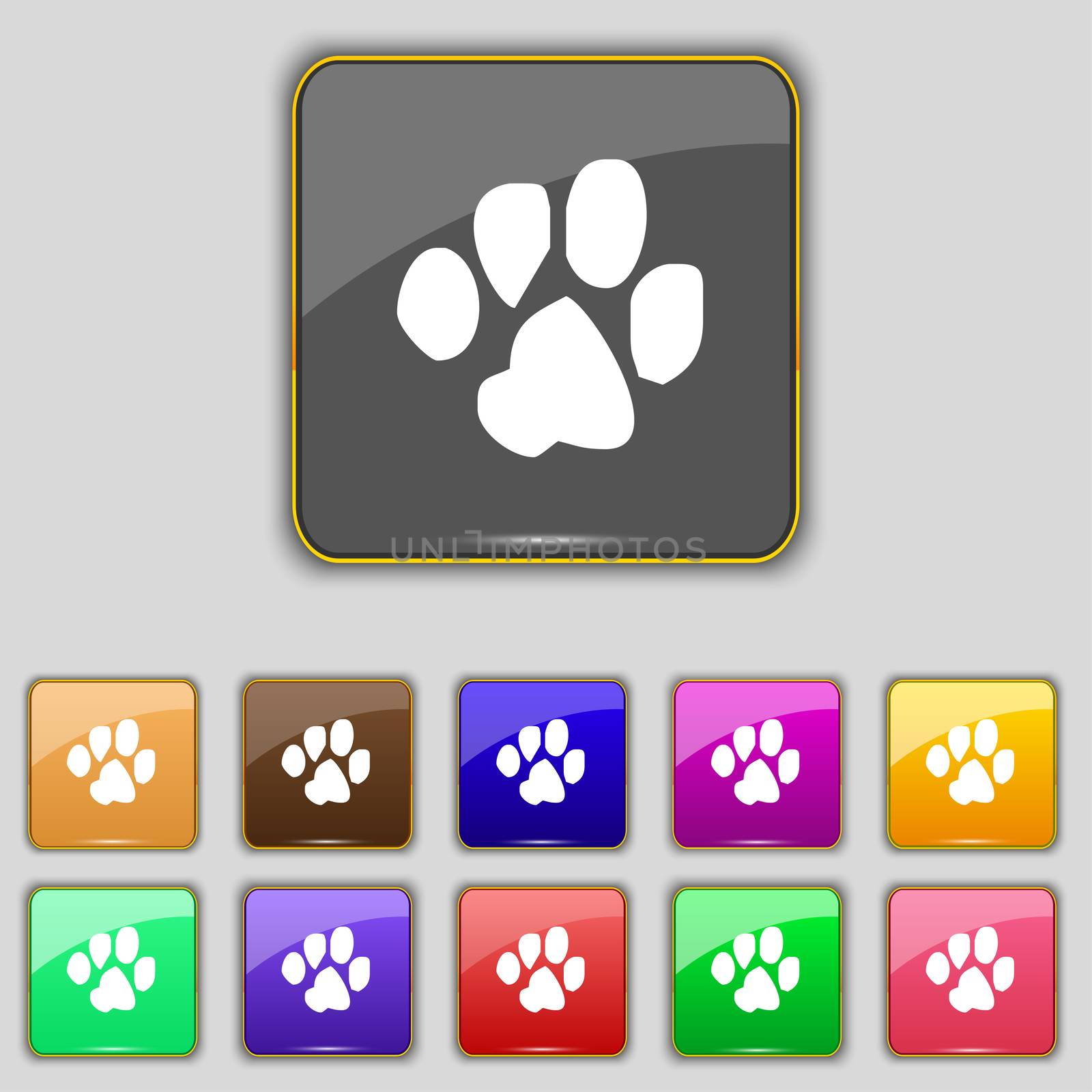 trace dogs icon sign. Set with eleven colored buttons for your site.  by serhii_lohvyniuk