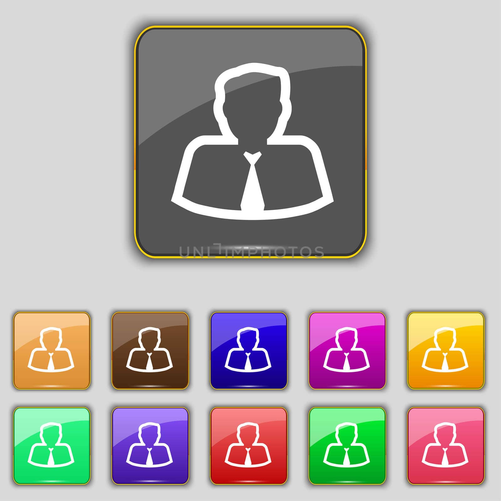 Avatar icon sign. Set with eleven colored buttons for your site. illustration