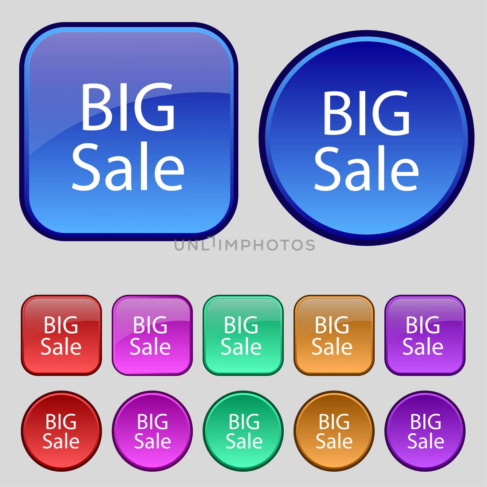 Big sale sign icon. Special offer symbol. Set of colored buttons.  by serhii_lohvyniuk