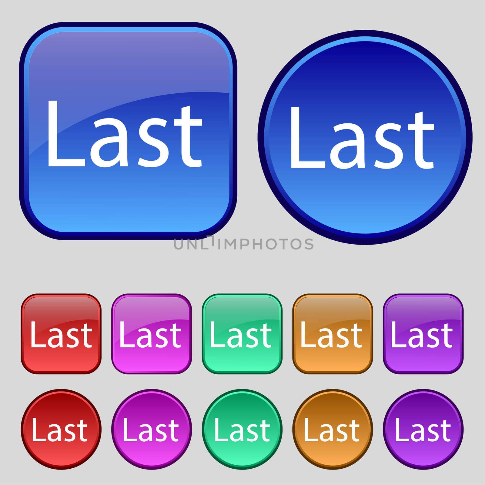 Last sign icon. Navigation symbol. Set of colored buttons.  by serhii_lohvyniuk