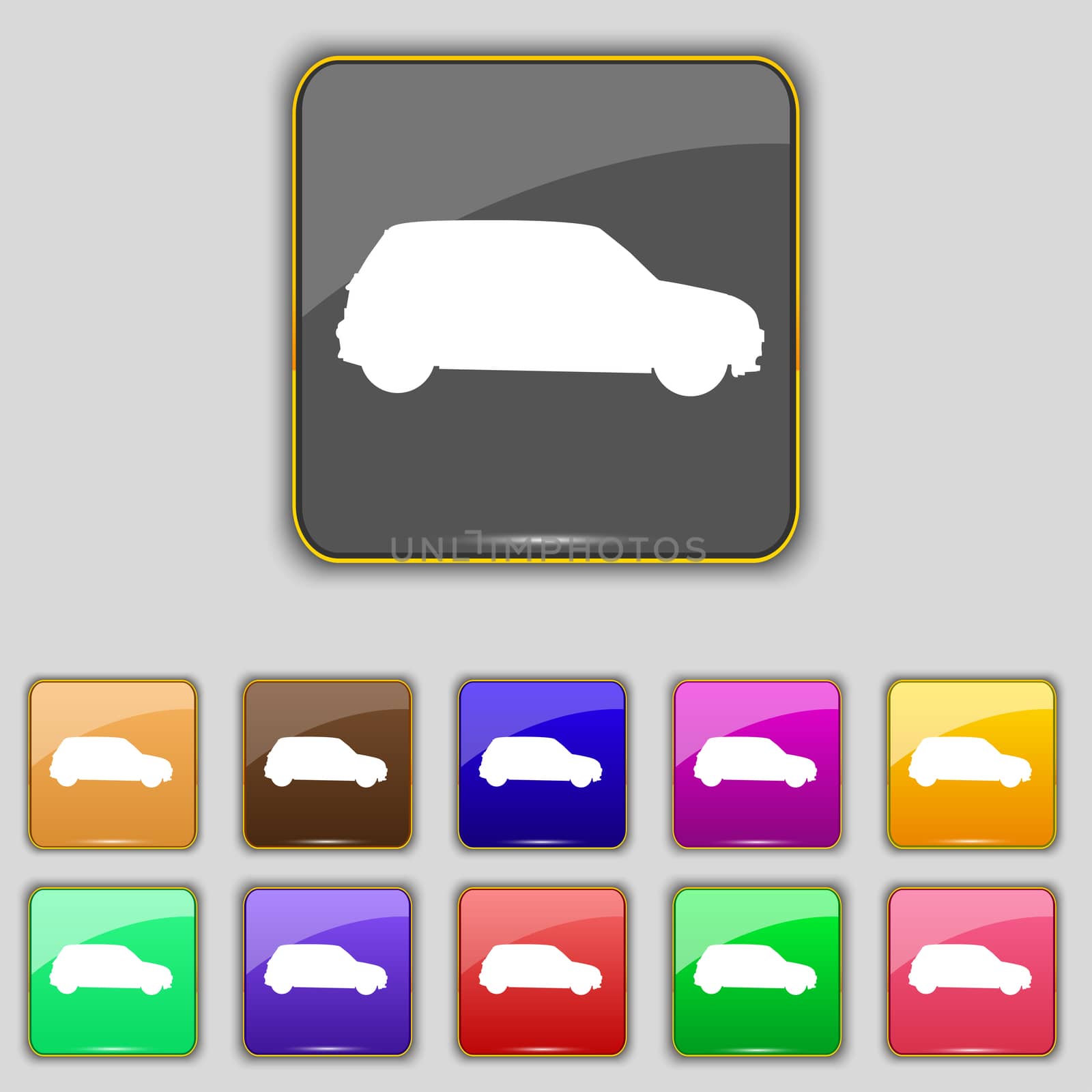 Jeep icon sign. Set with eleven colored buttons for your site.  by serhii_lohvyniuk