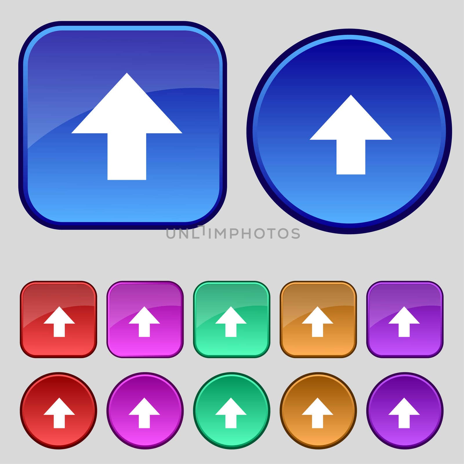 This side up sign icon. Fragile package symbol. Set colourful buttons.  by serhii_lohvyniuk