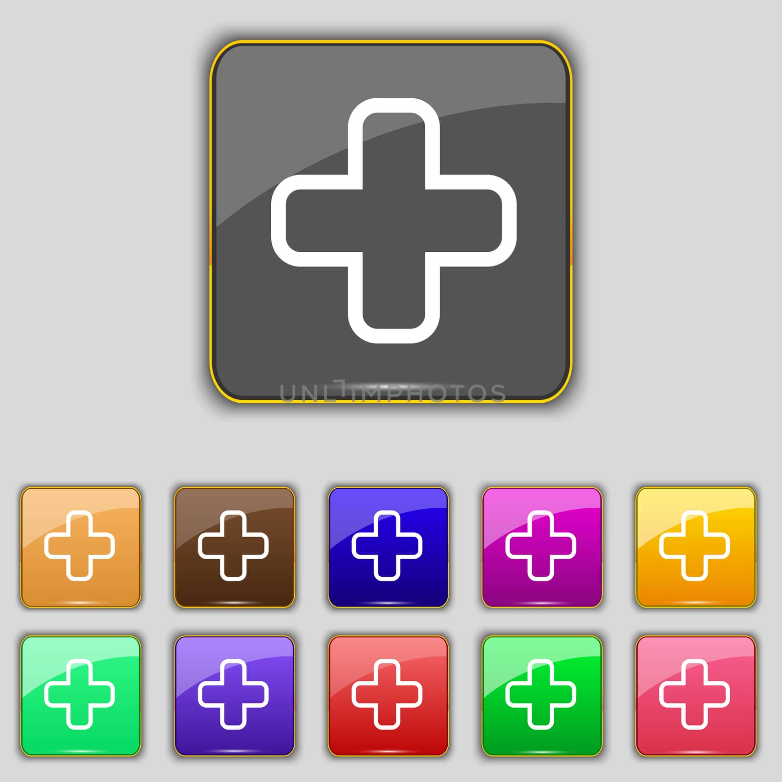 Plus icon sign. Set with eleven colored buttons for your site.  by serhii_lohvyniuk