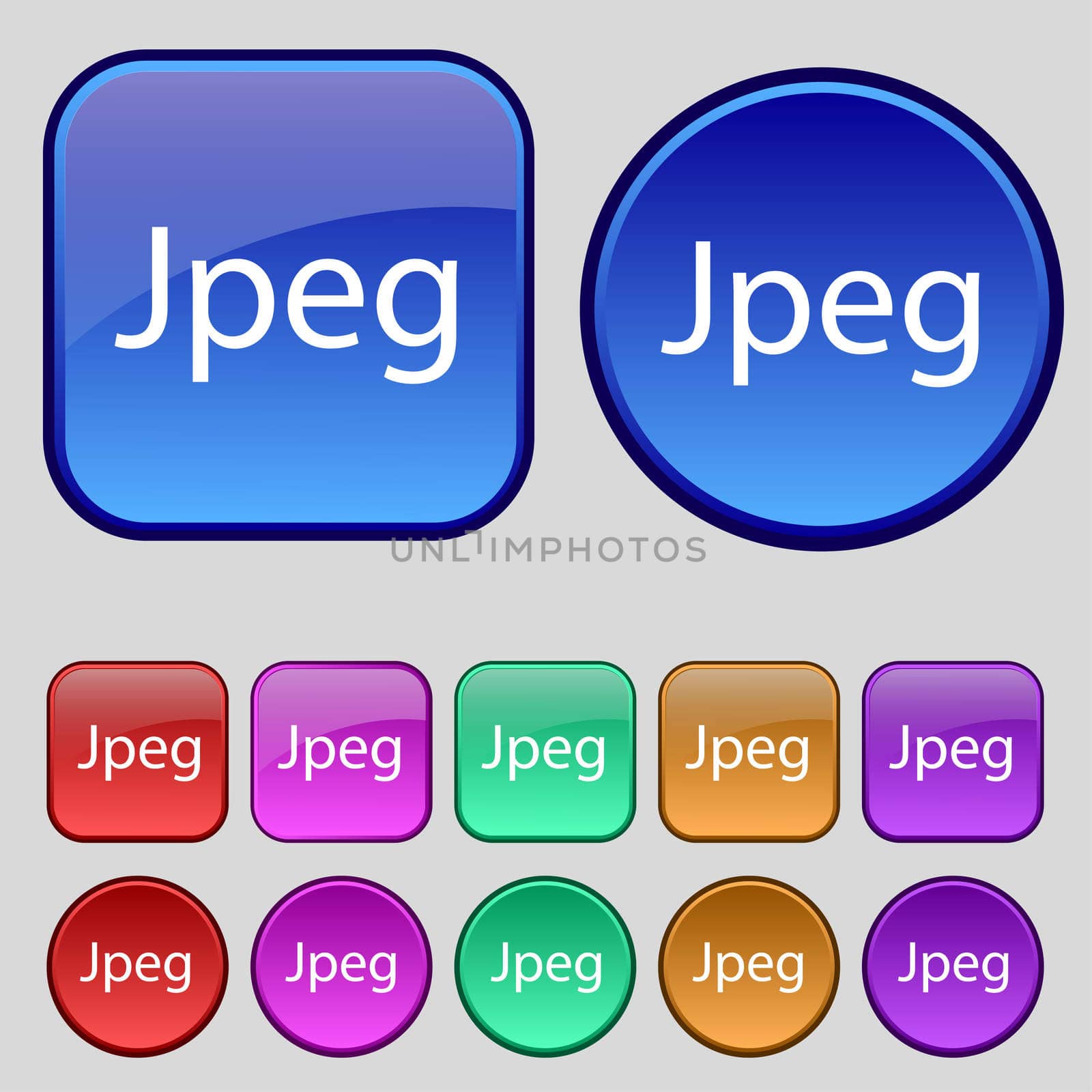 File JPG sign icon. Download image file symbol. Set of colored buttons.  by serhii_lohvyniuk