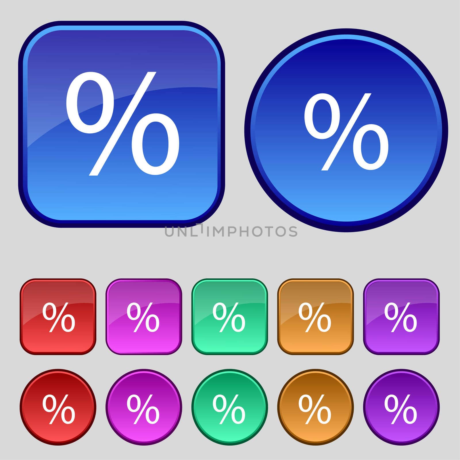 Discount percent sign icon. Modern interface website button. Set colourful buttons.  by serhii_lohvyniuk