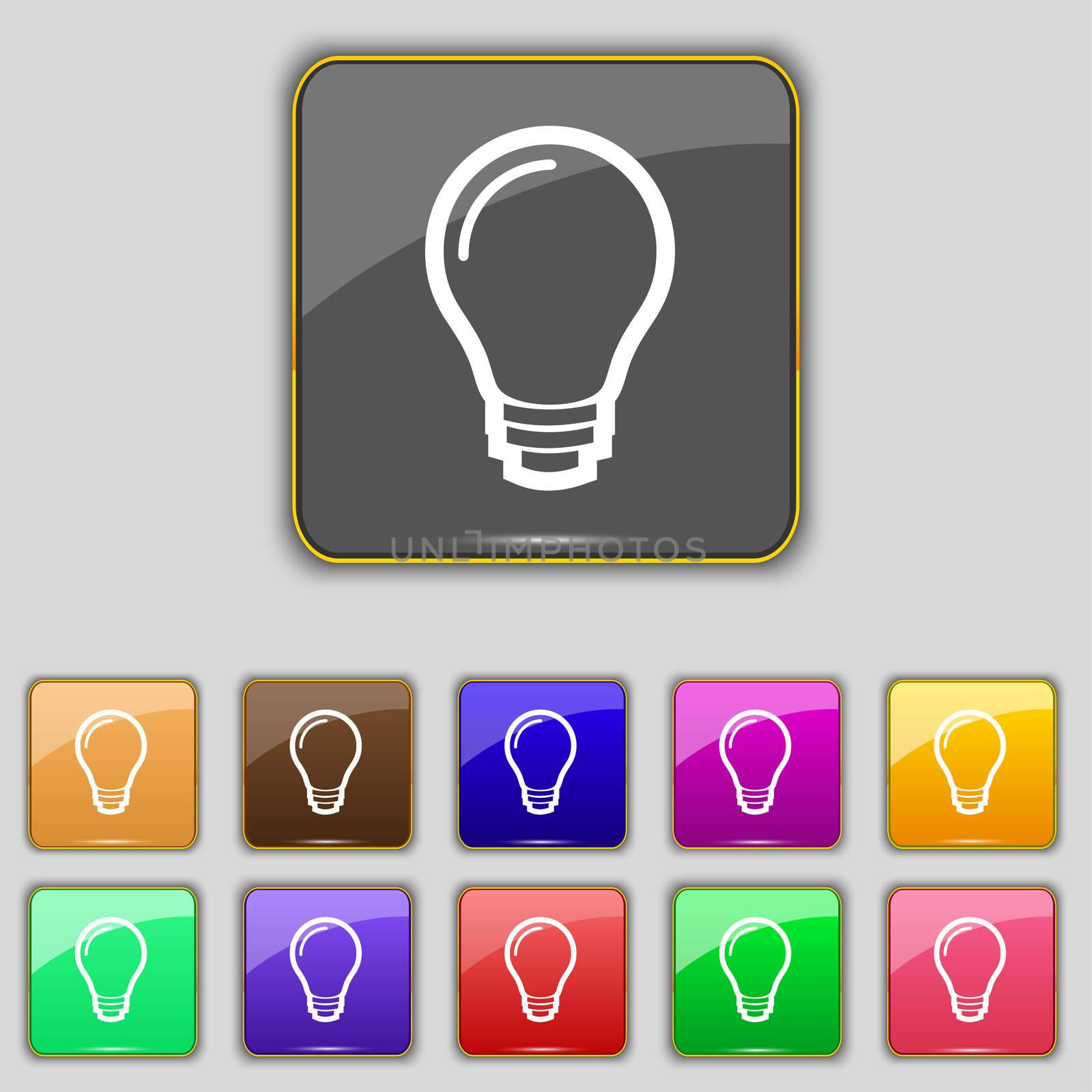 Light bulb icon sign. Set with eleven colored buttons for your site.  by serhii_lohvyniuk