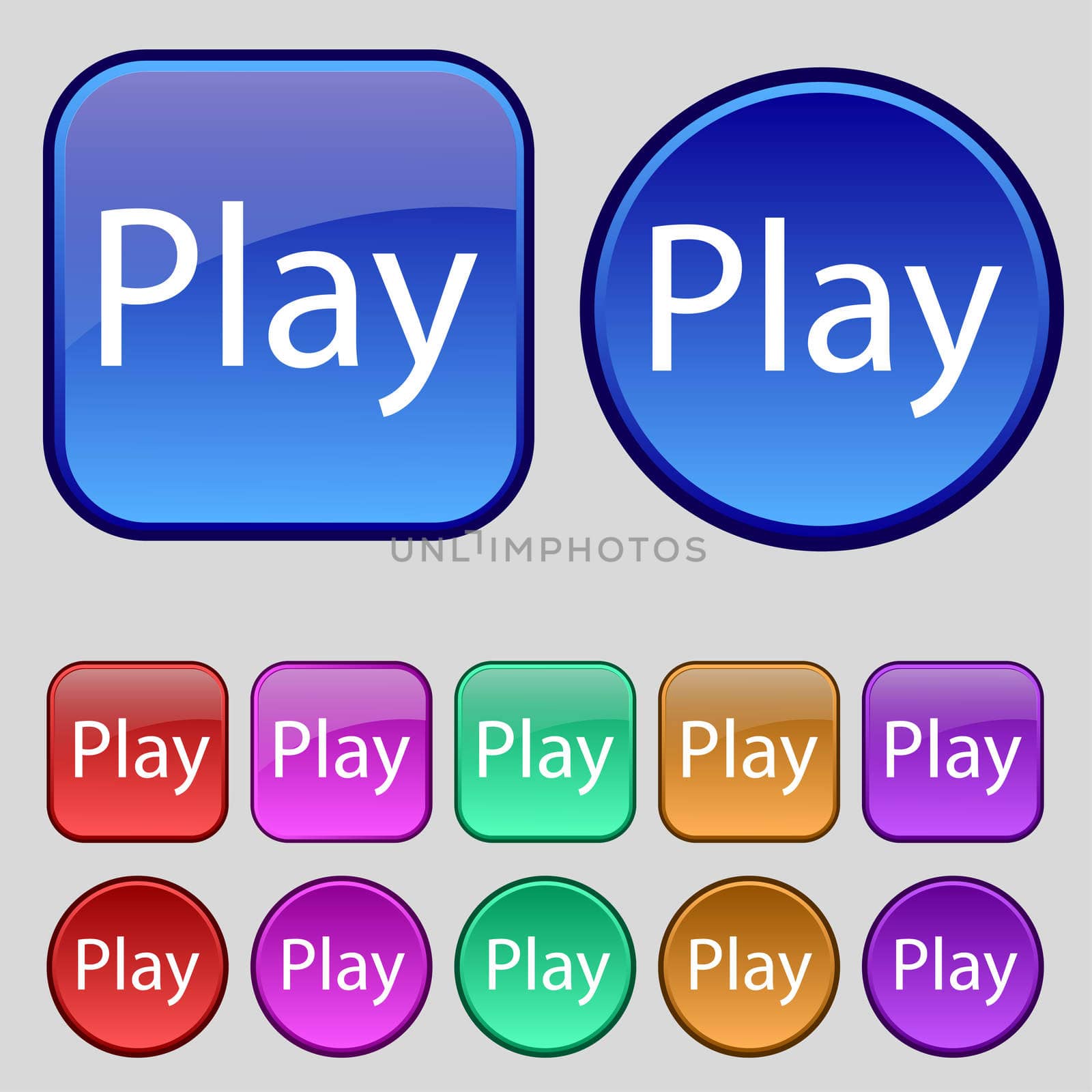 Play sign icon. symbol. Set of colored buttons.  by serhii_lohvyniuk