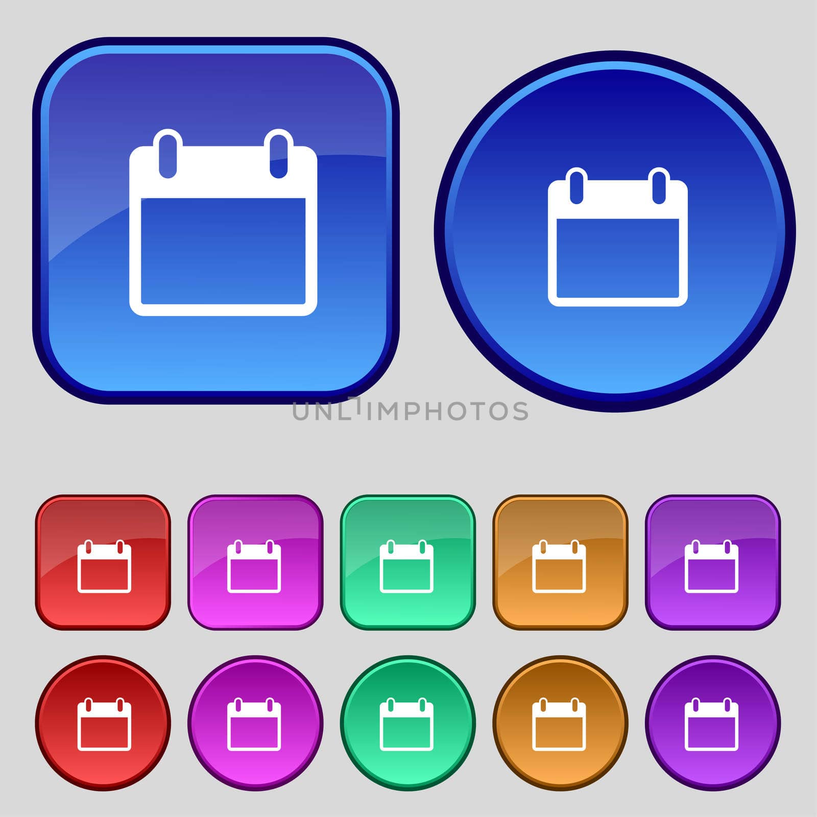 Calendar sign icon. days month symbol. Date button. Set colourful buttons  by serhii_lohvyniuk