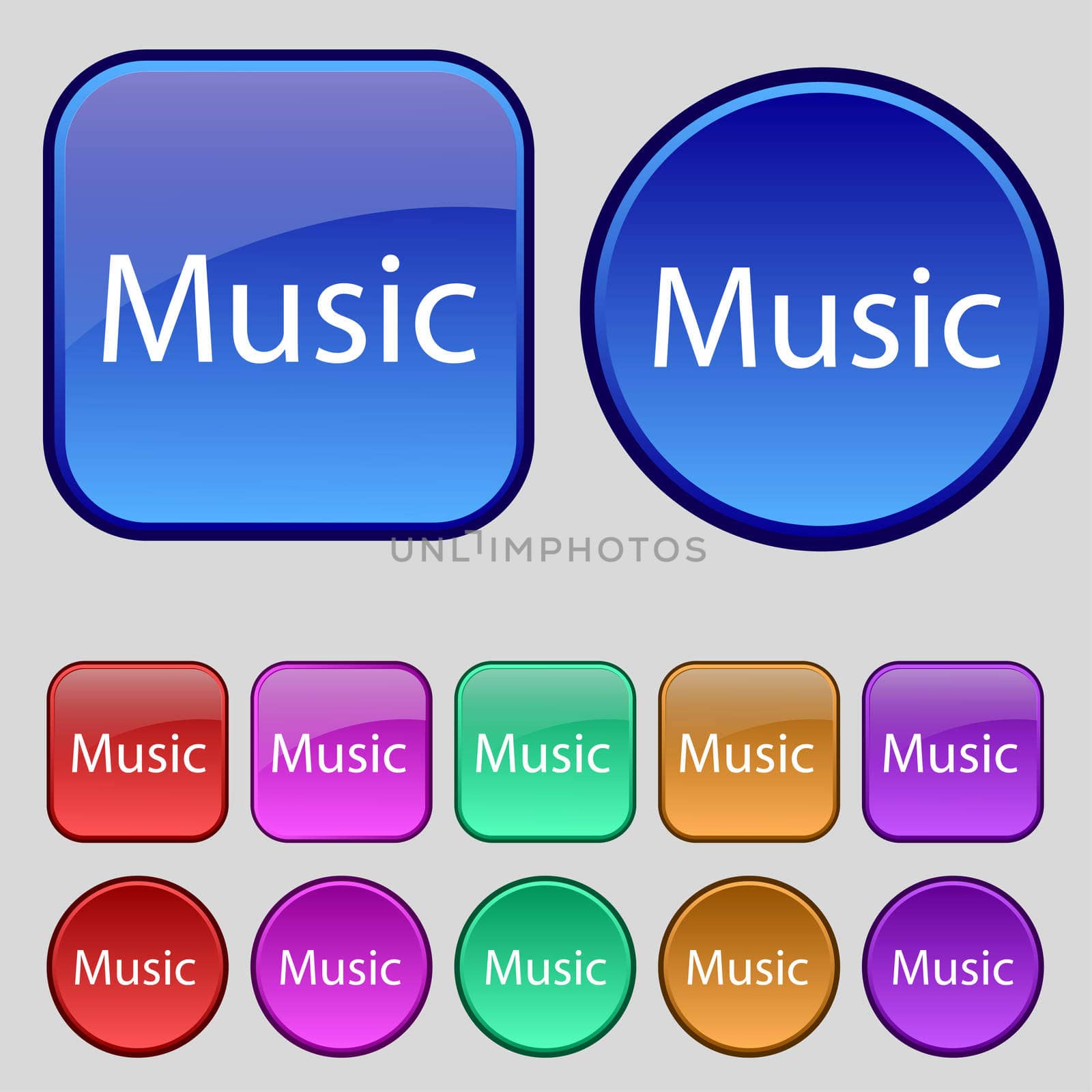 music sign icon. Karaoke symbol. Set of colored buttons. illustration