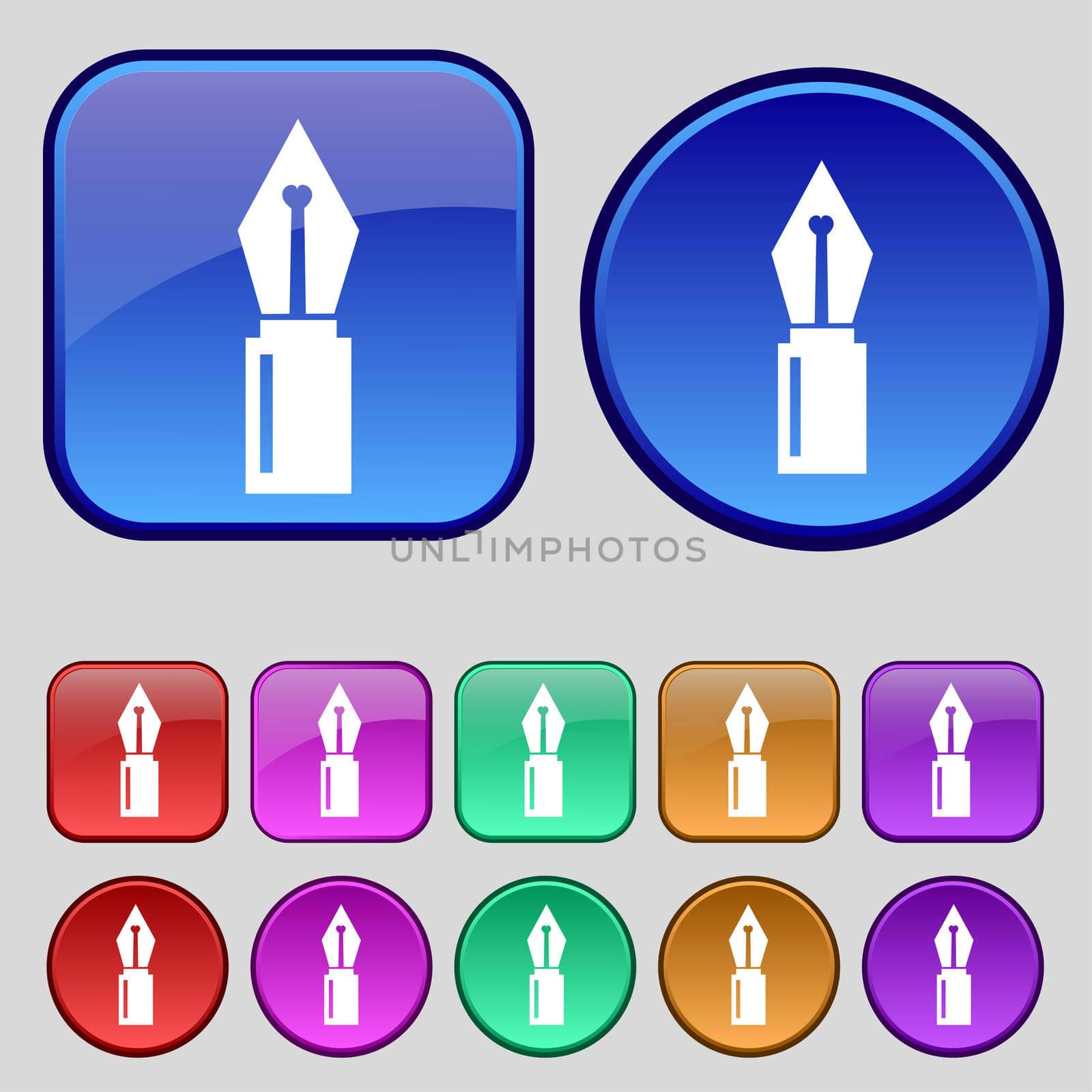 Pen sign icon. Edit content button. Set of colored buttons.  by serhii_lohvyniuk