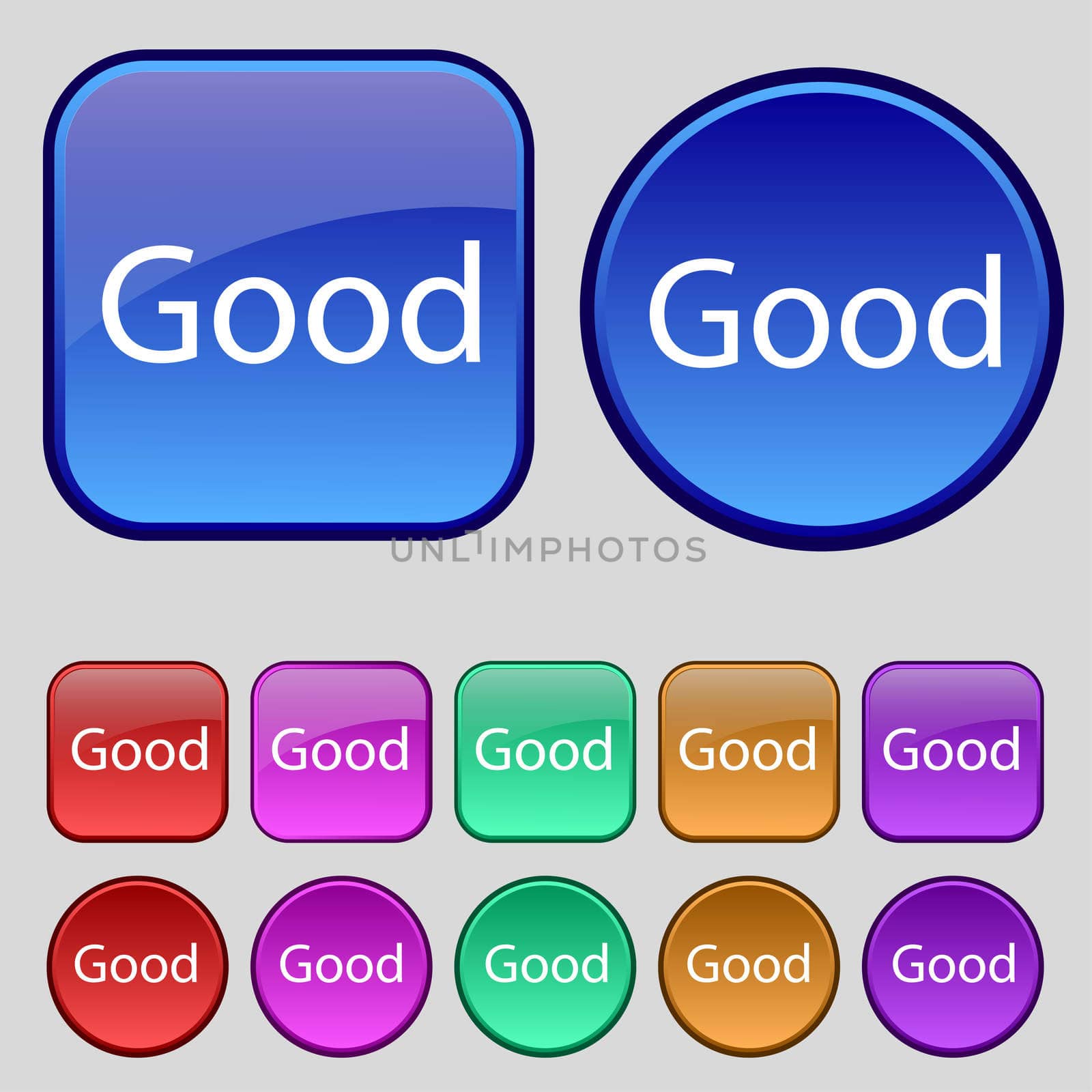 Good sign icon. Set of colored buttons. illustration