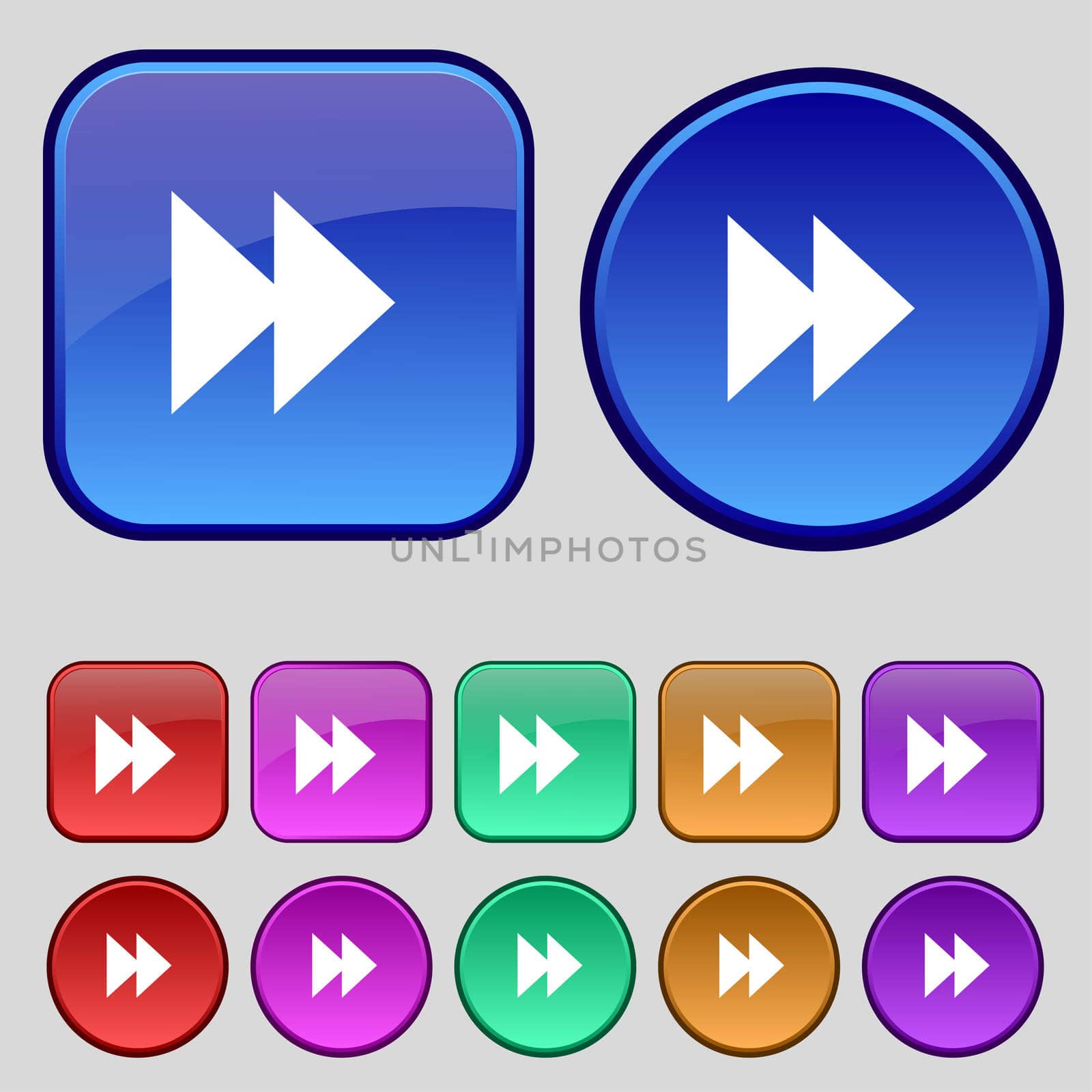 rewind icon sign. A set of twelve vintage buttons for your design. illustration
