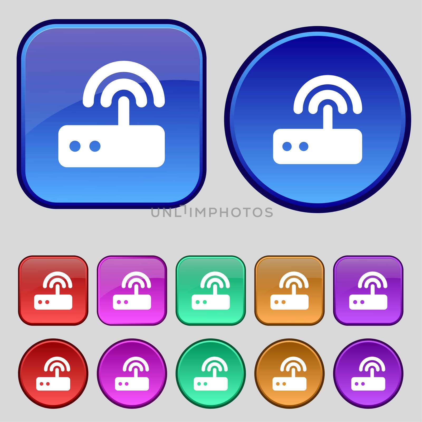 Wi fi router icon sign. A set of twelve vintage buttons for your design.  by serhii_lohvyniuk