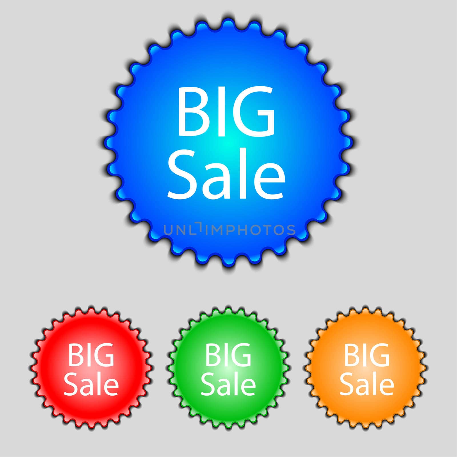 Big sale sign icon. Special offer symbol. Set of colored buttons.  by serhii_lohvyniuk