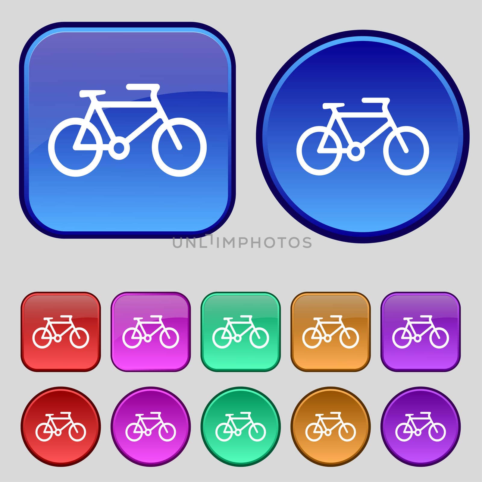 bike icon sign. A set of twelve vintage buttons for your design.  by serhii_lohvyniuk