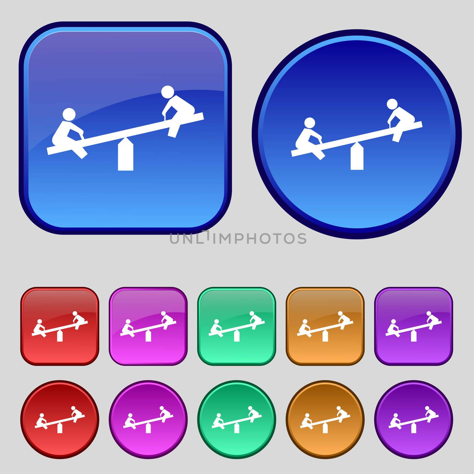swing icon sign. A set of twelve vintage buttons for your design. illustration