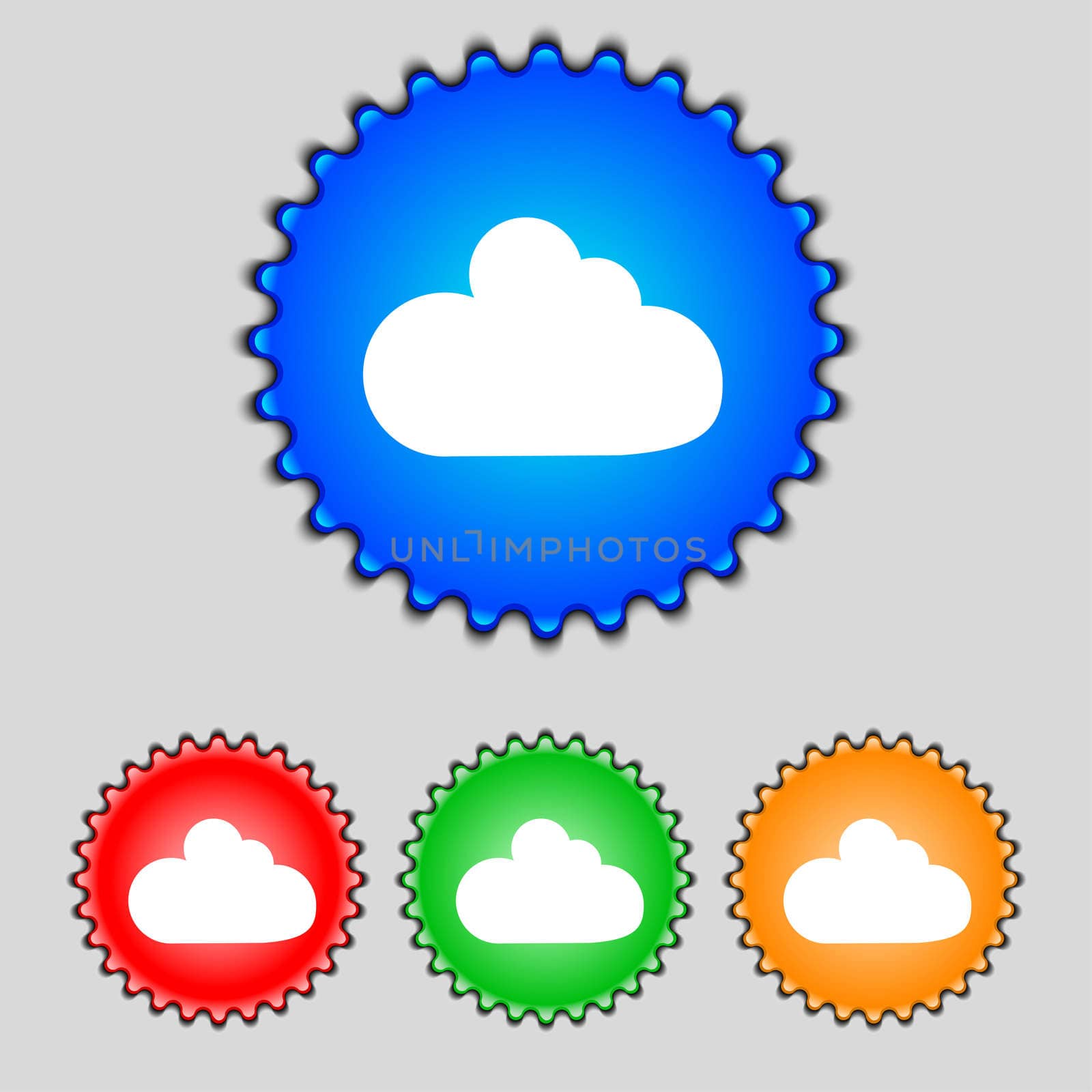 Cloud sign icon. Data storage symbol. Set colourful buttons.  by serhii_lohvyniuk