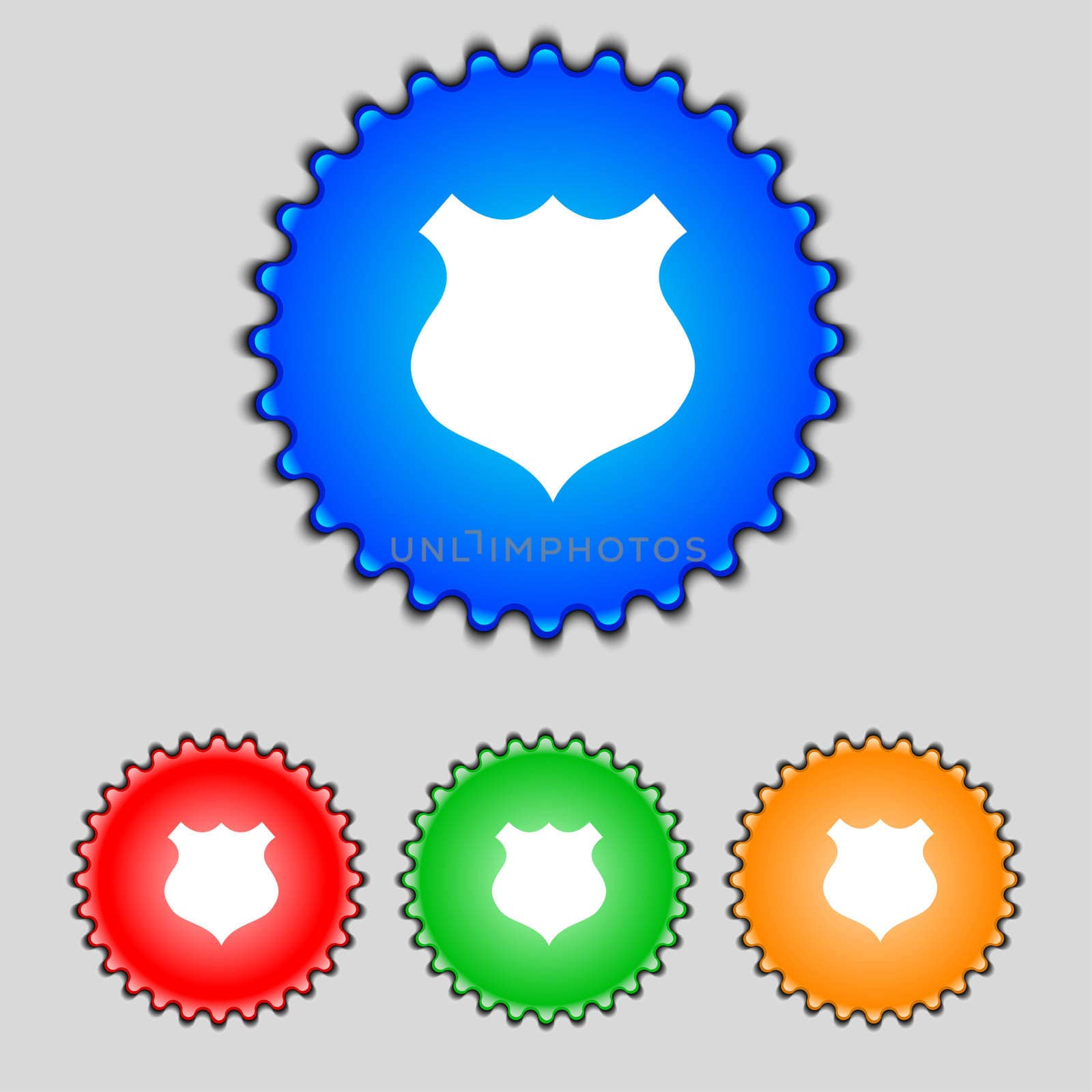 Shield sign icon. Protection symbol. Set colourful buttons.  by serhii_lohvyniuk