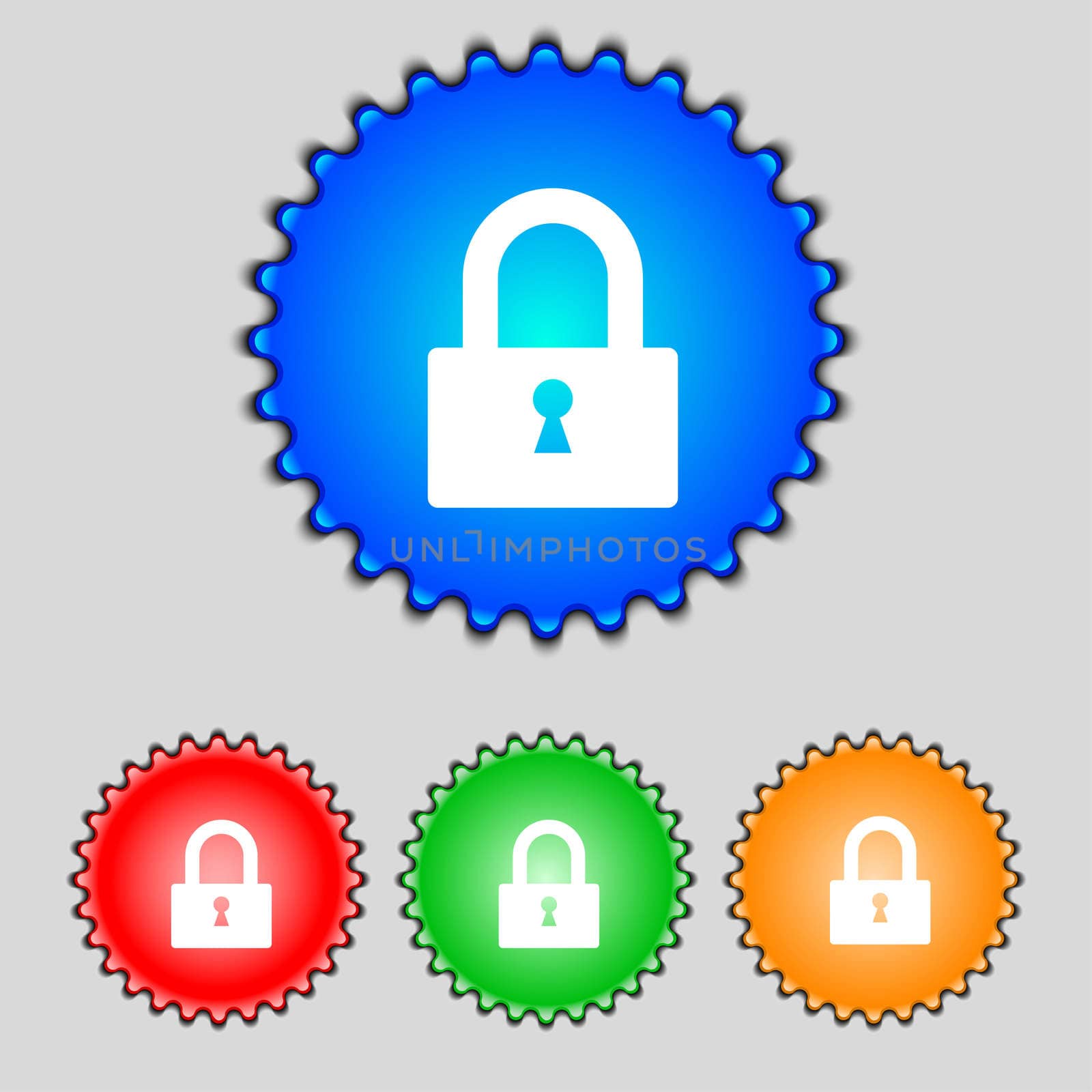 Lock sign icon. Locker symbol. Set colourful buttons.  by serhii_lohvyniuk