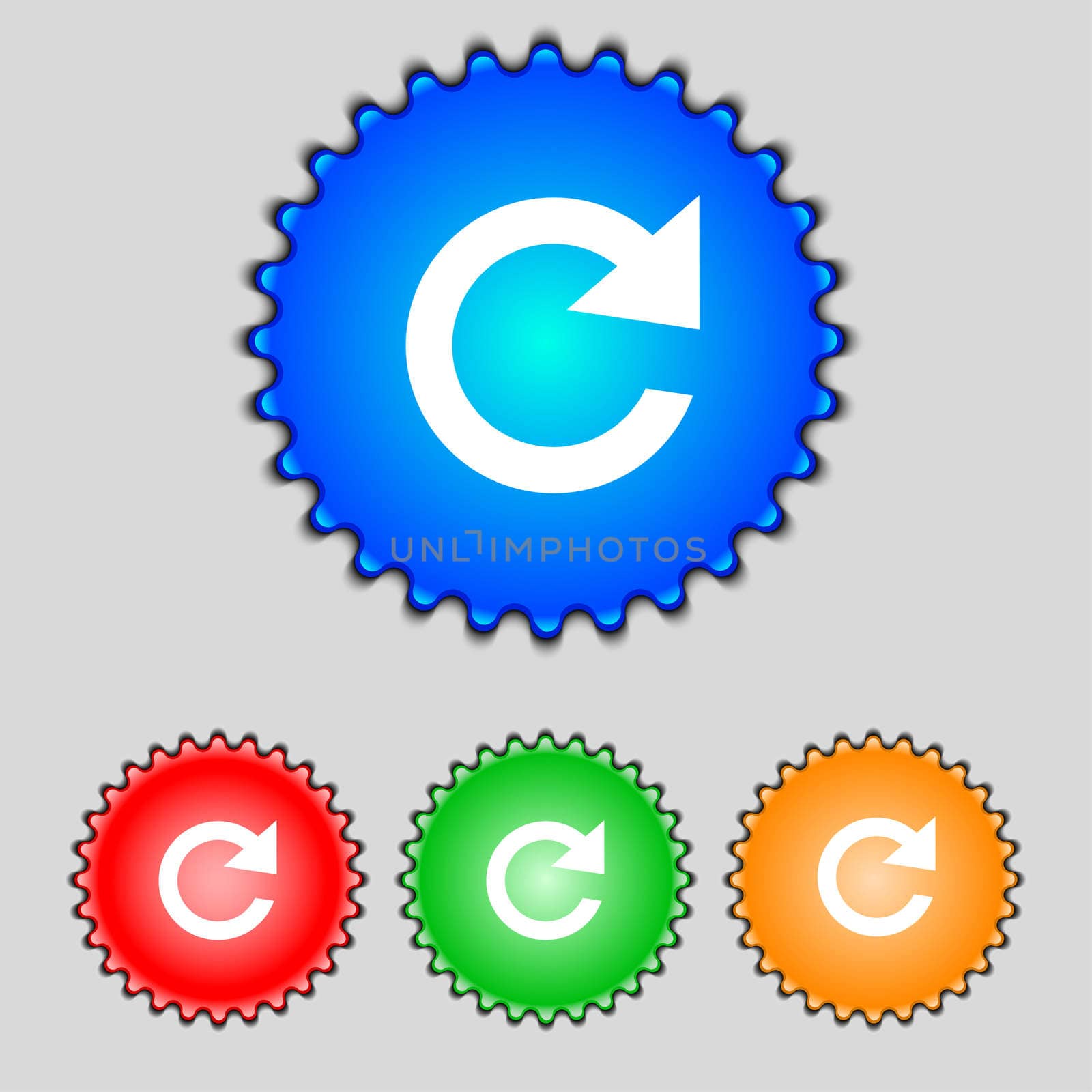 update sign icon. Full rotation arrow symbol. Set colourful buttons.  by serhii_lohvyniuk