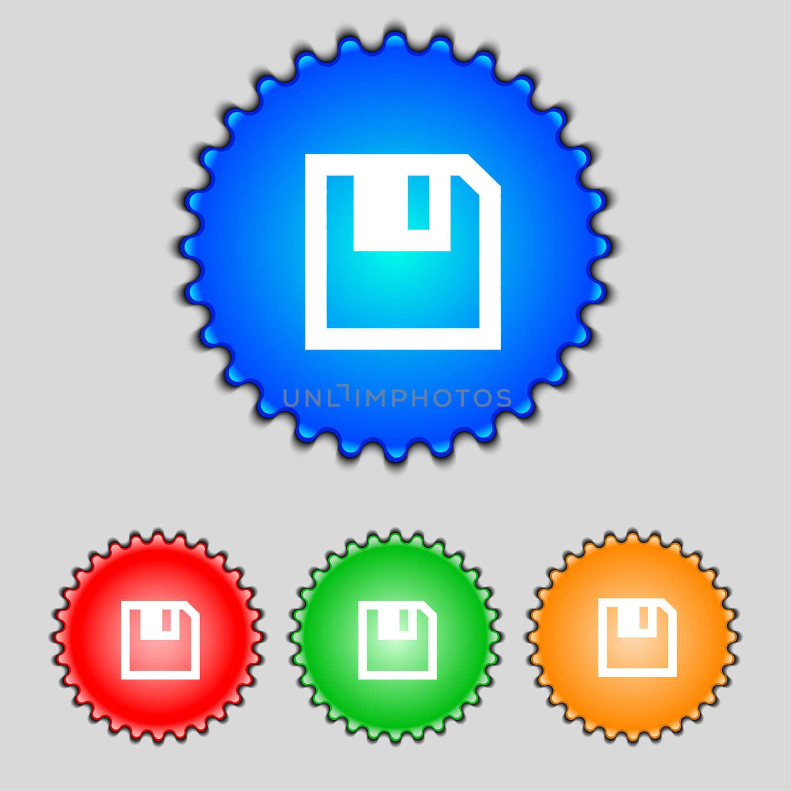 floppy icon. Flat modern design Set colour buttons. illustration